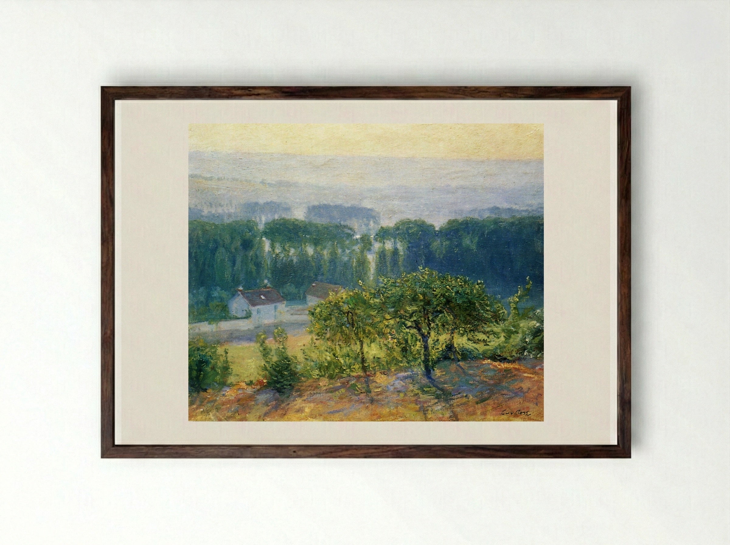 Late Afternoon Giverny - Guy Rose - Framed Print Dark Wood