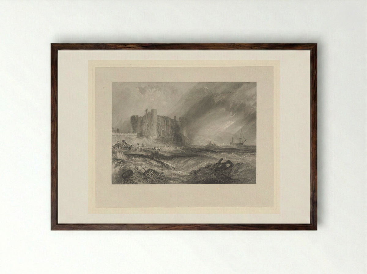 Laugharne Castle - John Horsburgh - Framed Print Dark Wood