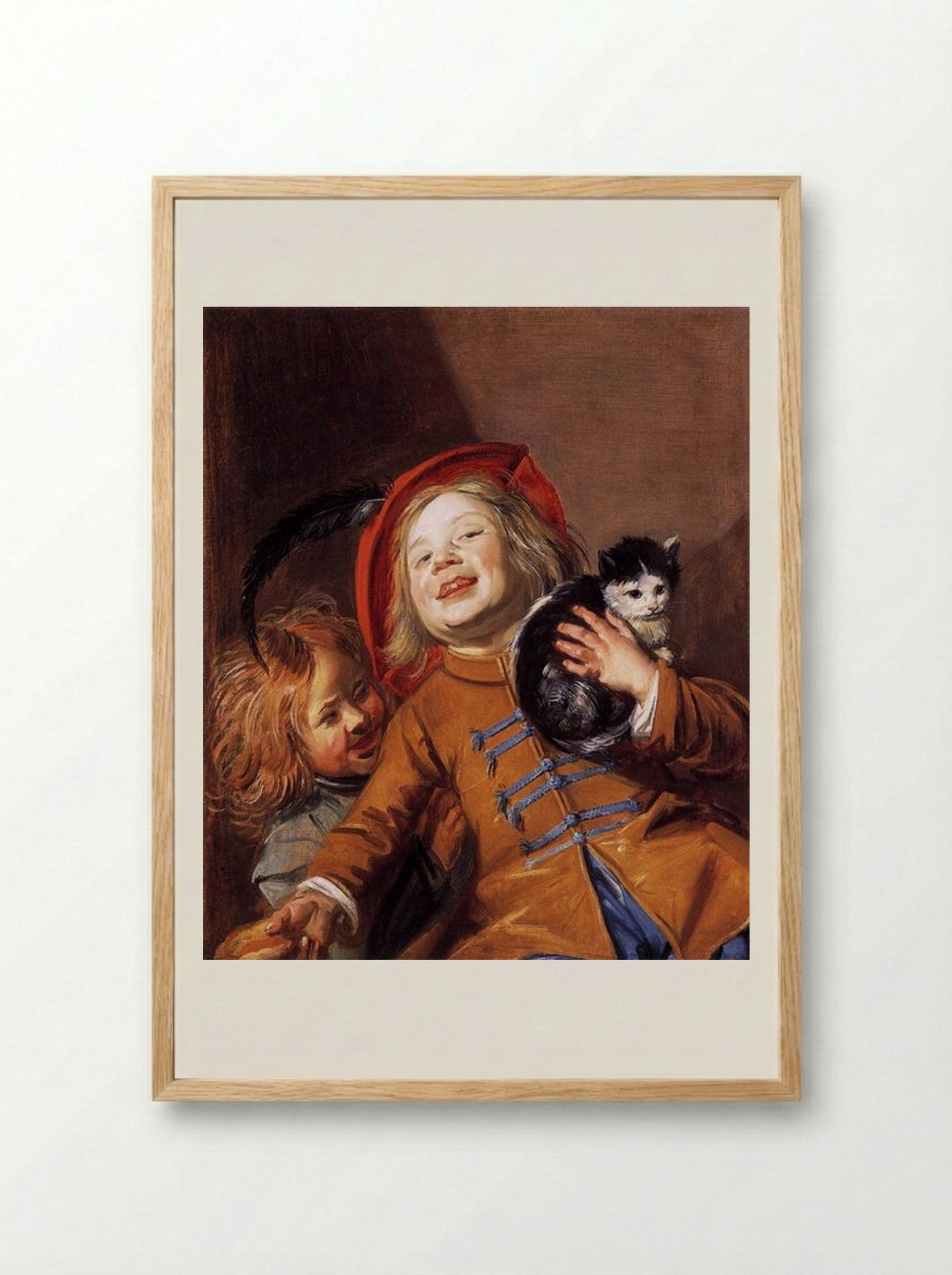Laughing Children with a Cat - Judith Leyster - Framed Print Wood