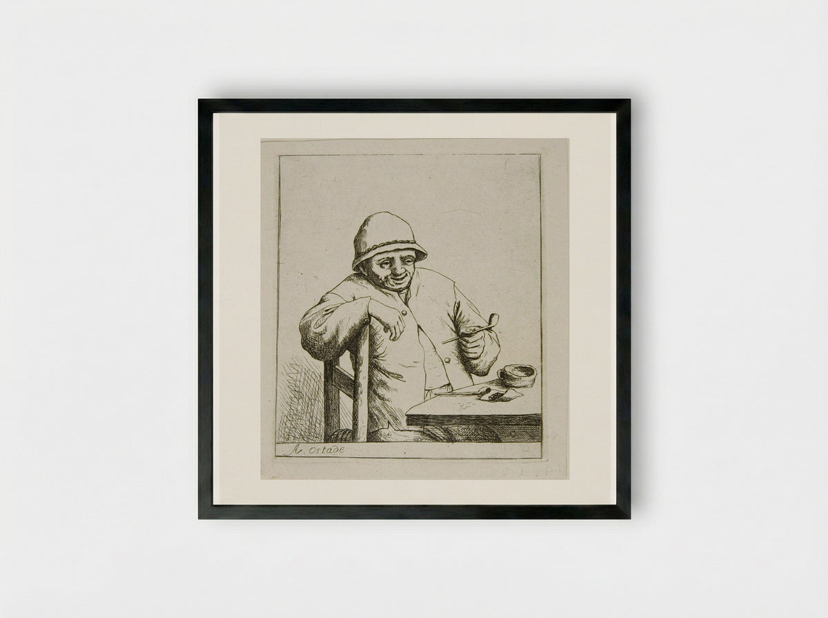 Laughing Smoker - David Deuchar - Framed Print Black