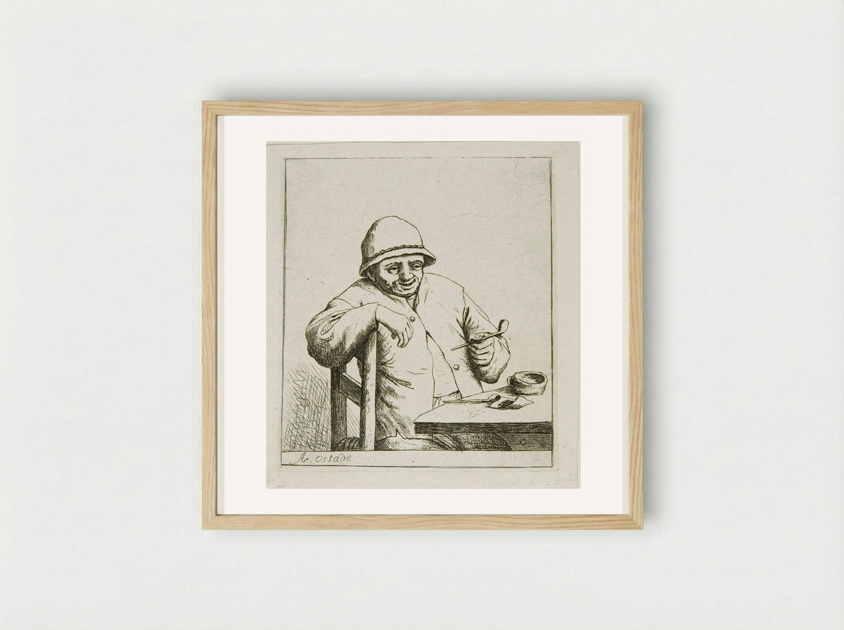 Laughing Smoker - David Deuchar - Framed Print Wood