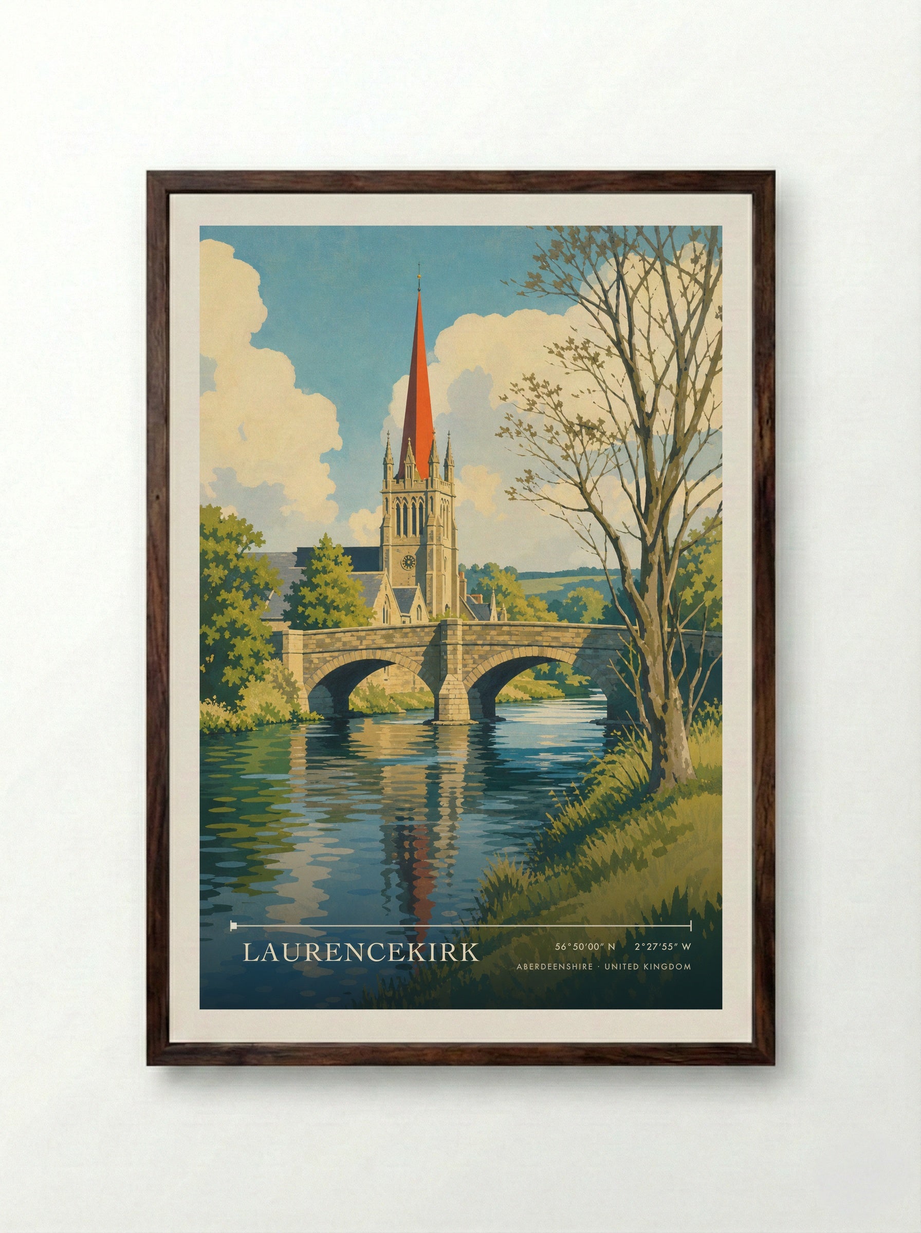 Laurencekirk Aberdeenshire United Kingdom Travel Poster - Framed Print Dark Wood