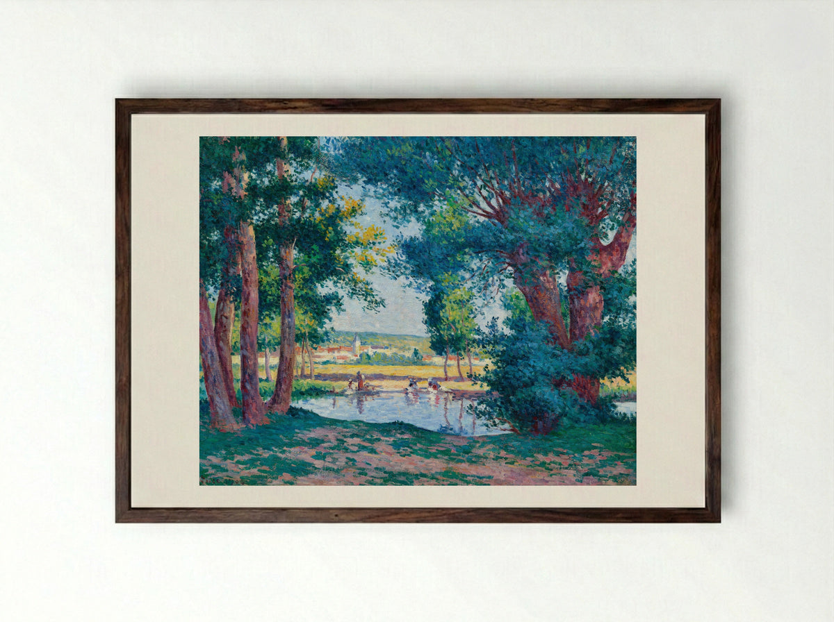 Lavandière - Maximilien Luce - Framed Print Dark Wood