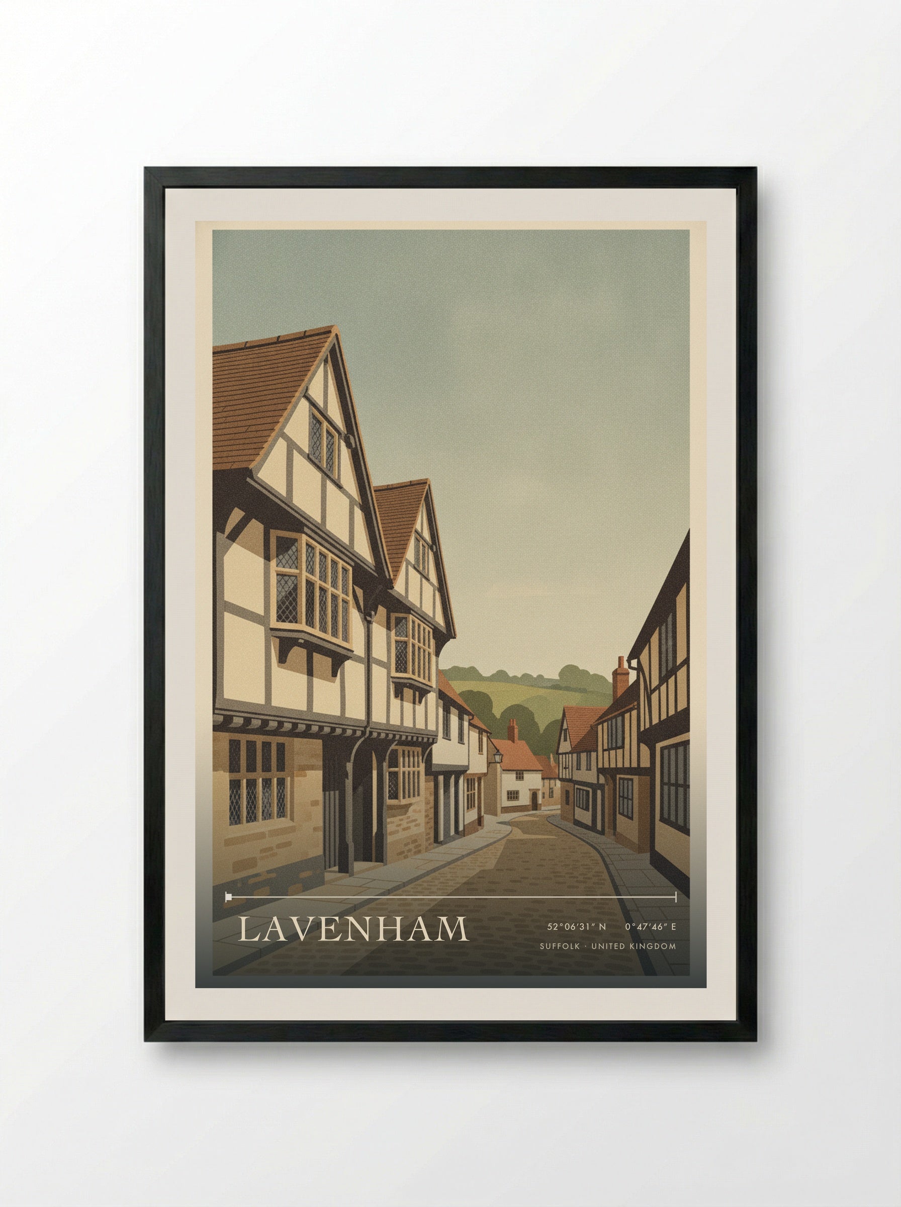 Lavenham Suffolk United Kingdom Travel Poster - Framed Print Black
