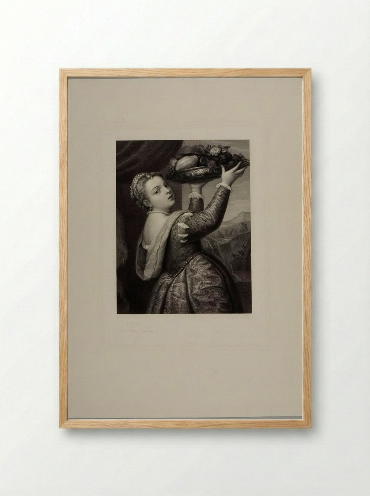 Lavinia, Titian's Daughter, Bearing a Dish of Fruit - Friedrich Eduard Eichens - Framed Print Wood