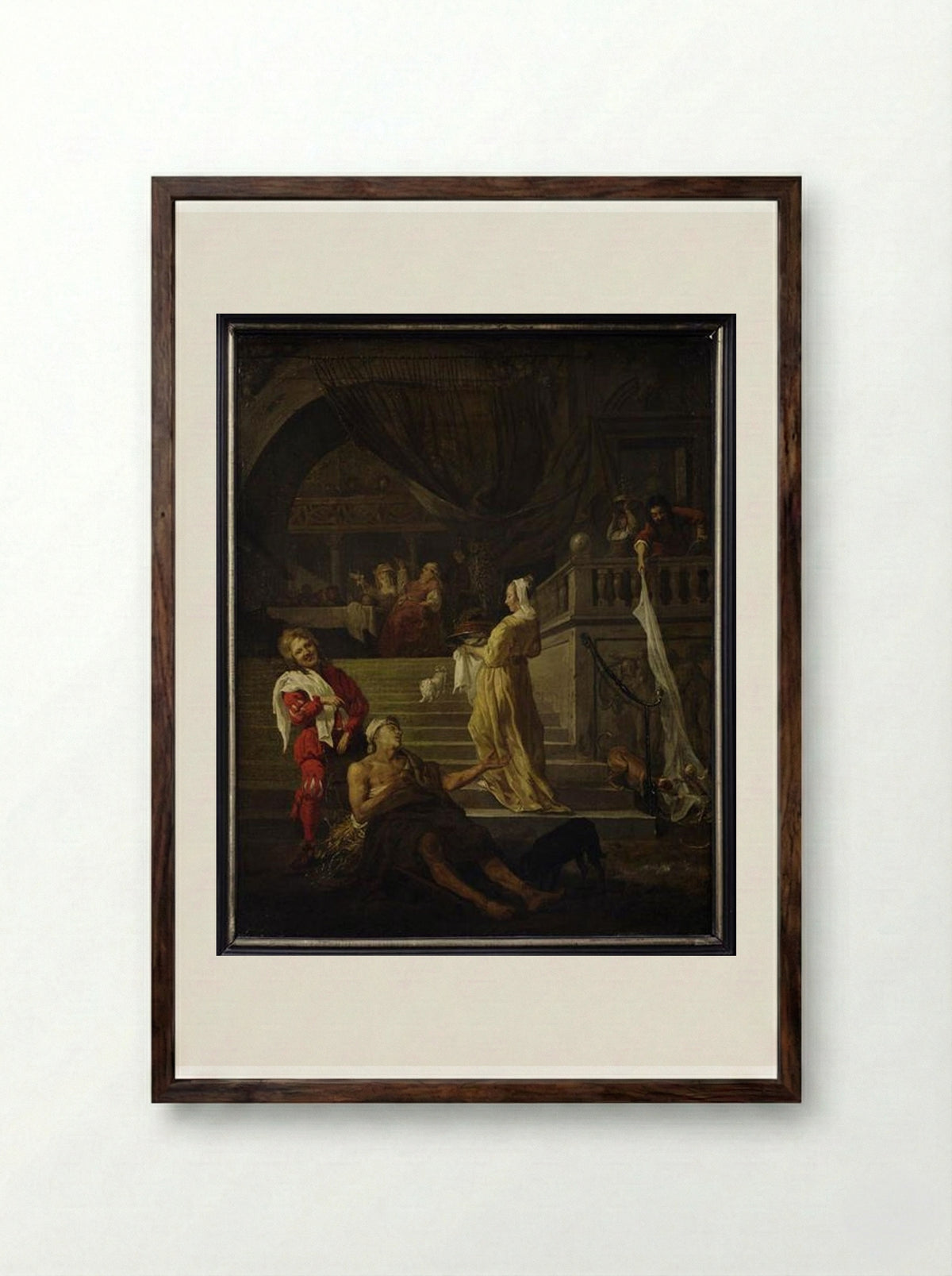 Lazarus and the Rich Man - Gabriel Metsu - Framed Print Dark Wood