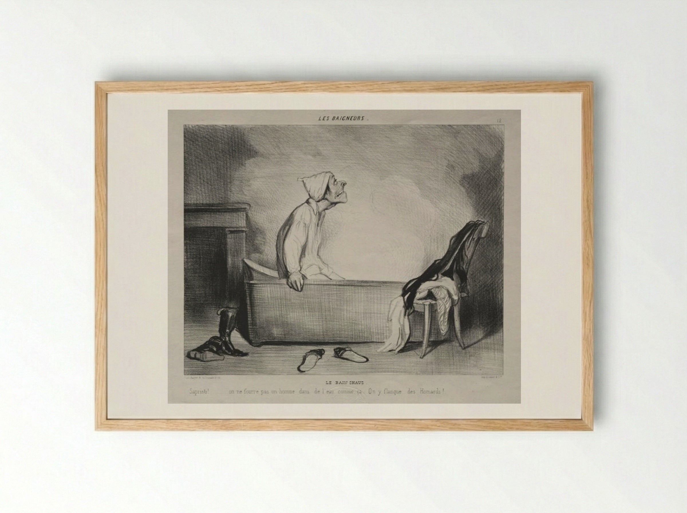 Le Bain Chaud - Honoré Daumier - Framed Print Wood