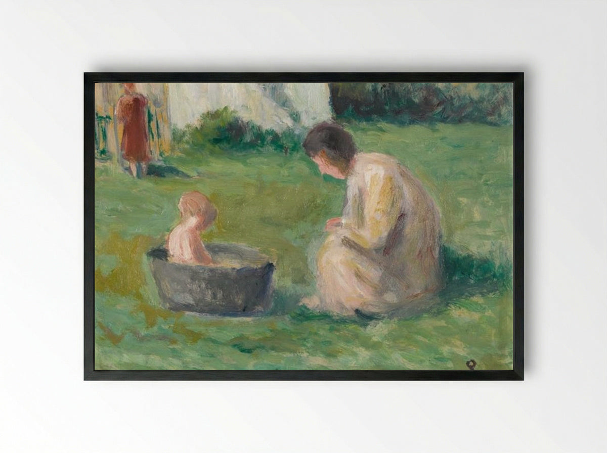 Le Bain Du Bébé - Maximilien Luce - Framed Print Black