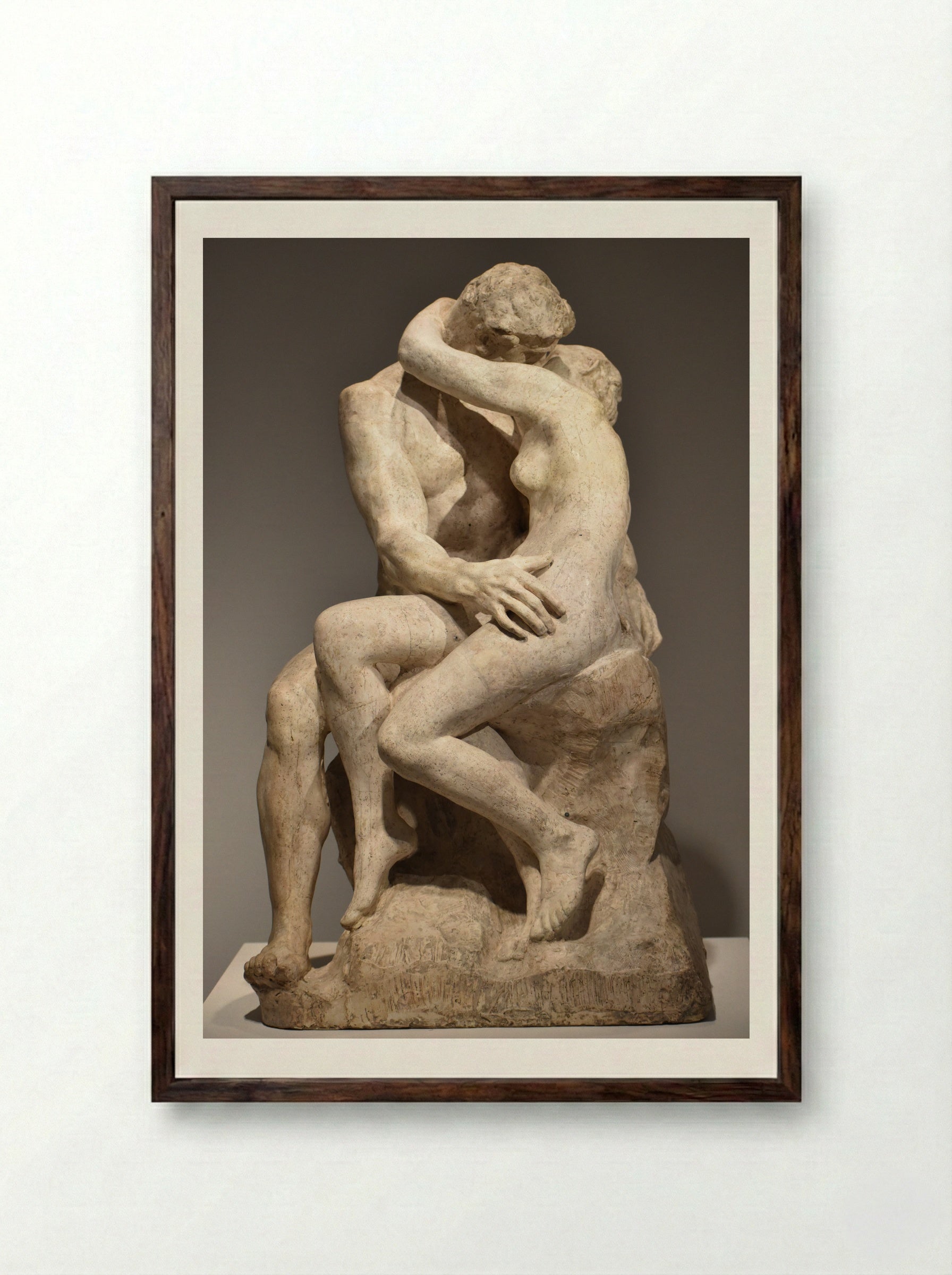 Le Baiser - Auguste Rodin - Framed Print Dark Wood