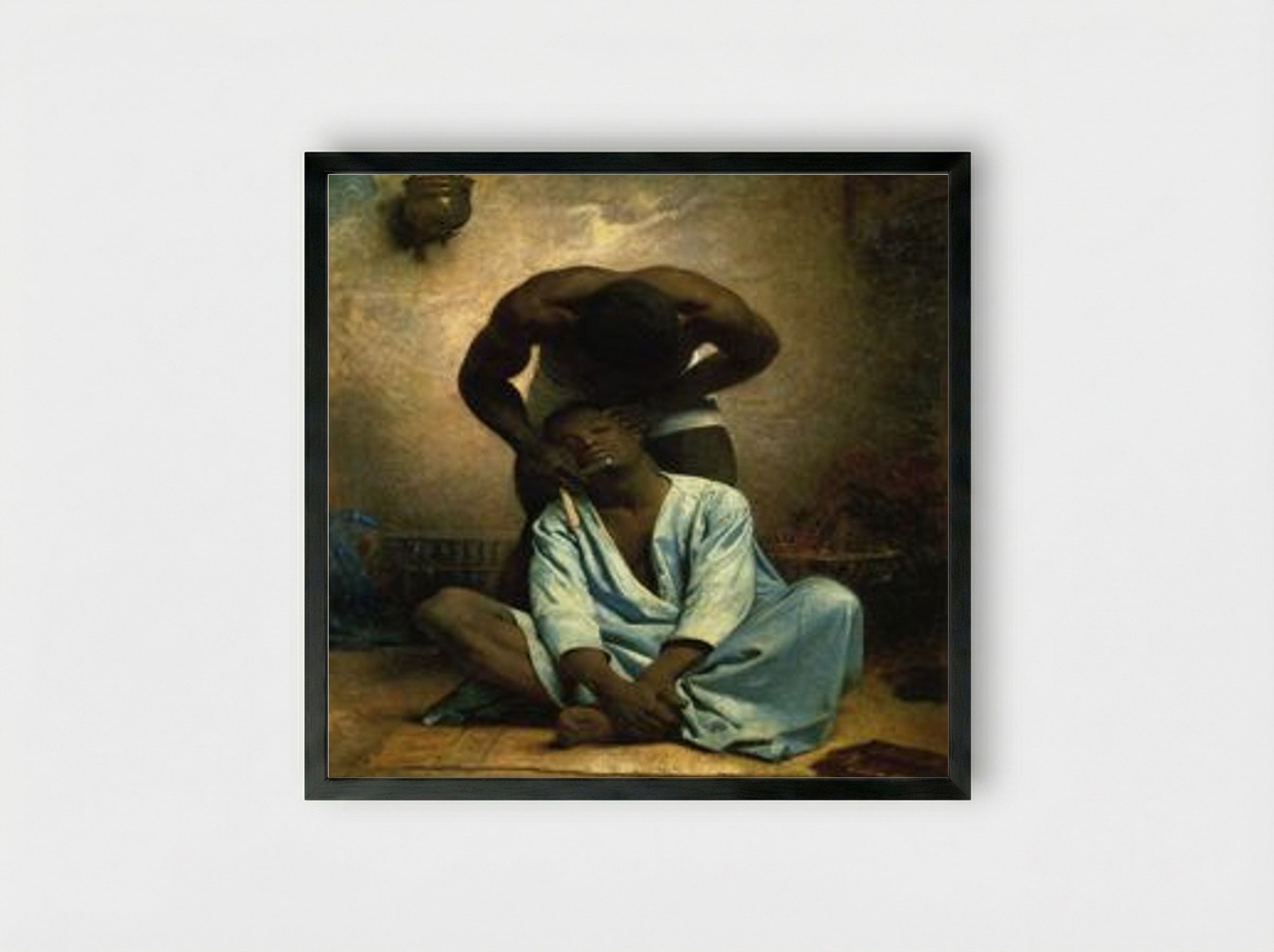 Le Barbier nègre à Suez - Léon Bonnat - Framed Print Black