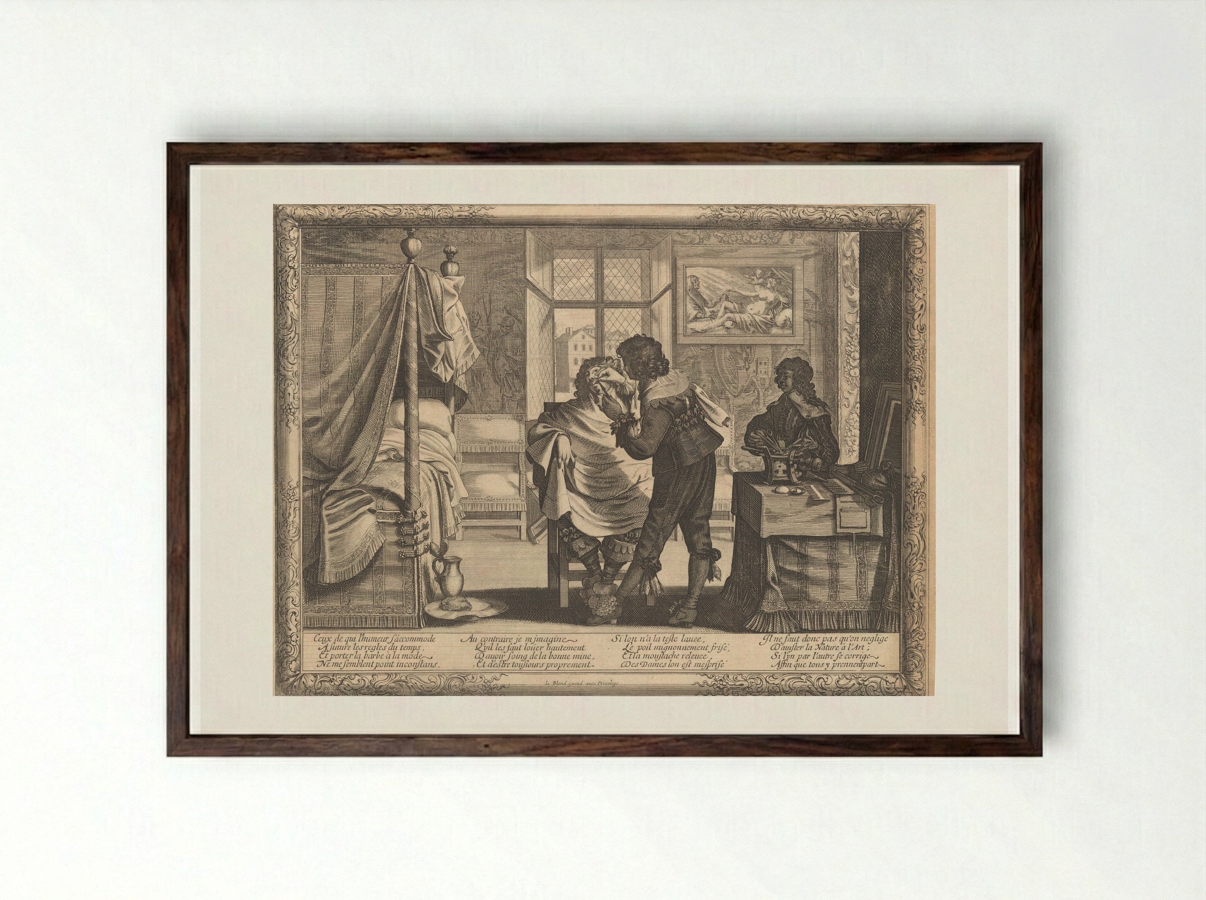 Le Barbier - Abraham Bosse - Framed Print Dark Wood