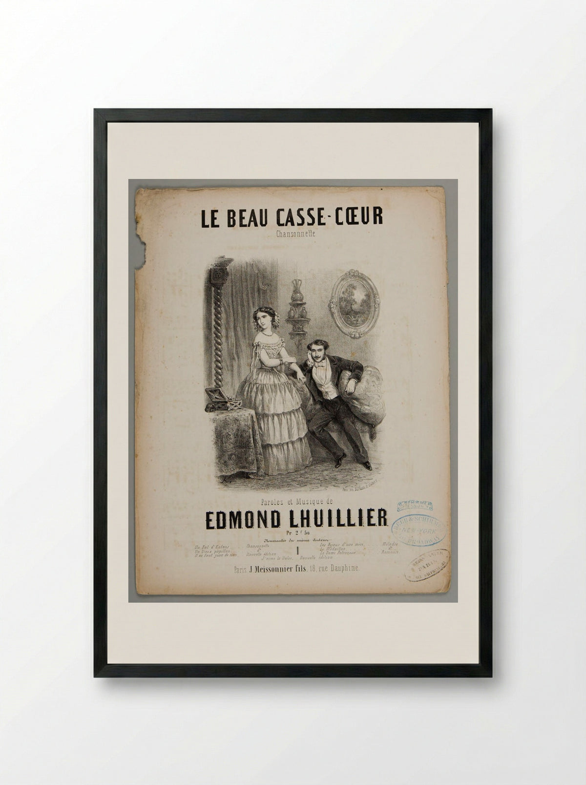 Le Beau Casse-Cœur - Victor Jacques Bertauts - Framed Print Black