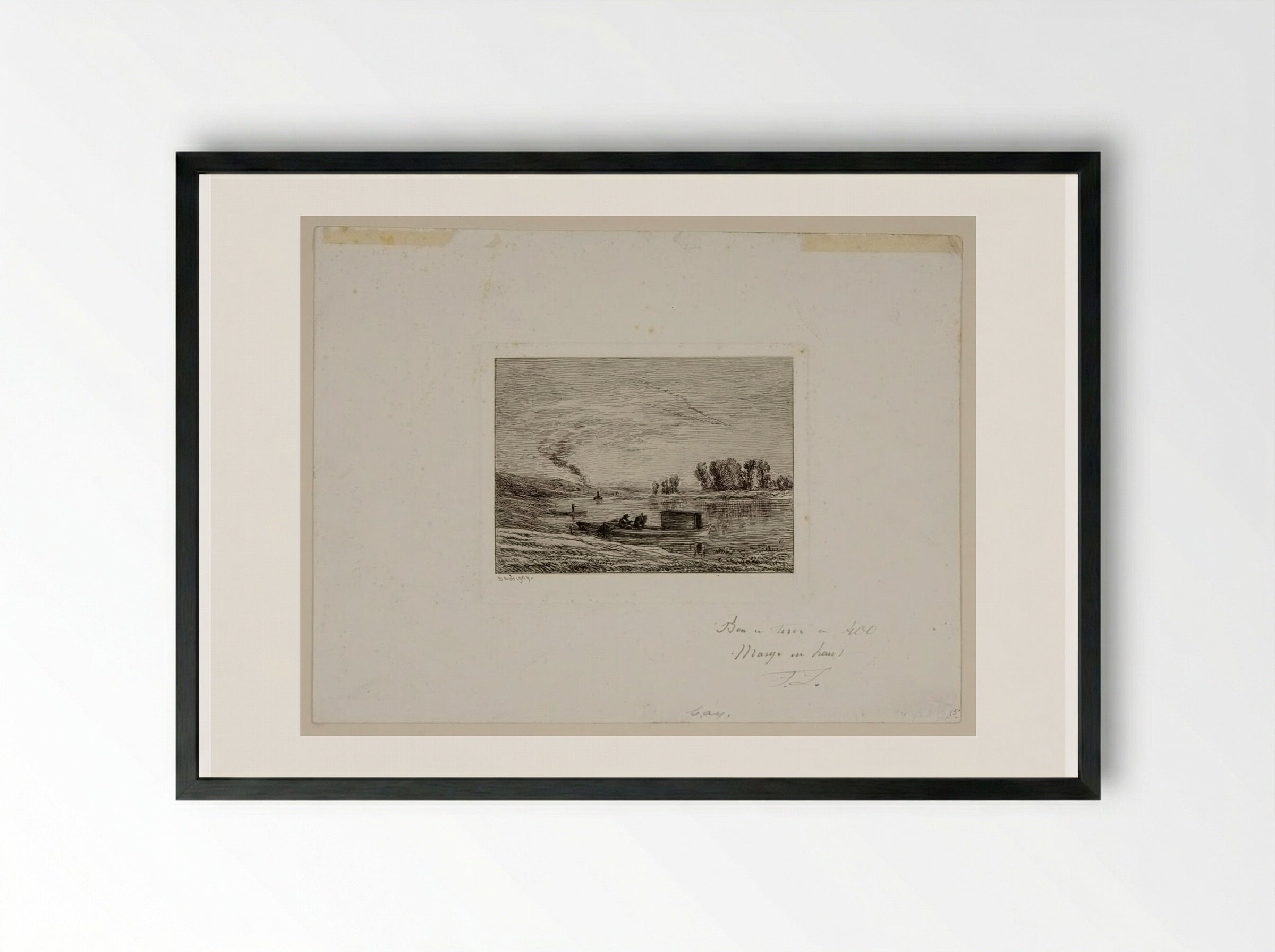 Le Botin à Conflans - Charles-François Daubigny - Framed Print Black
