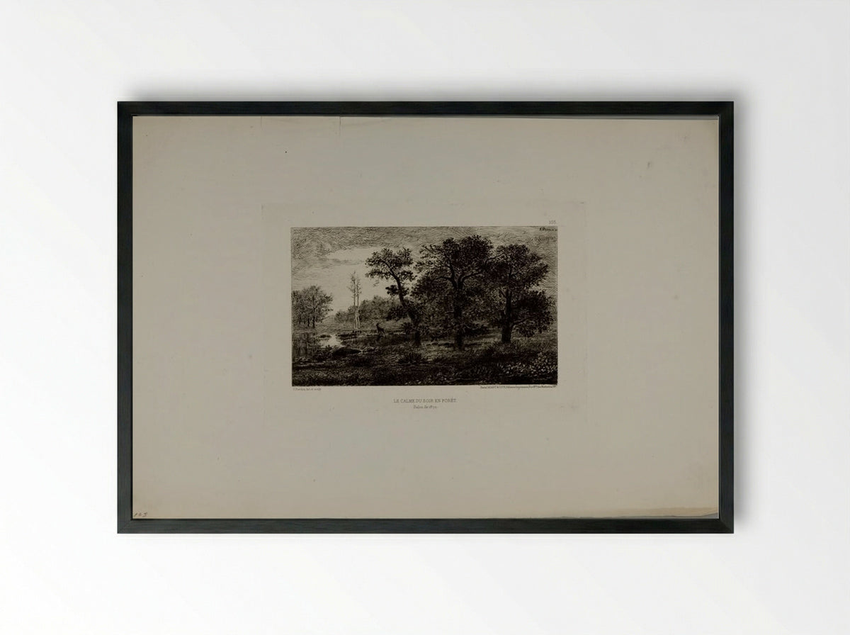 Le Calme du Soir en Forêt - François Pierdon - Framed Print Black