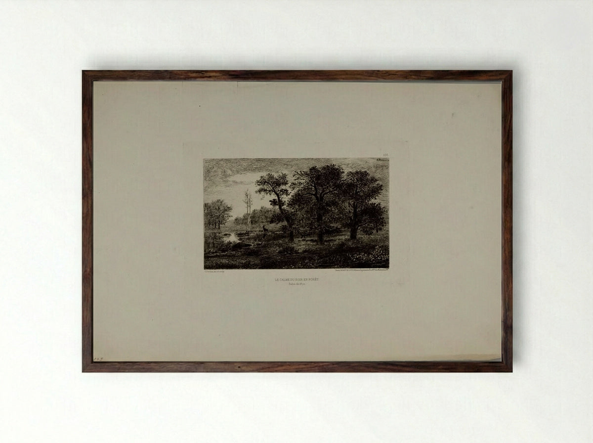 Le Calme du Soir en Forêt - François Pierdon - Framed Print Dark Wood