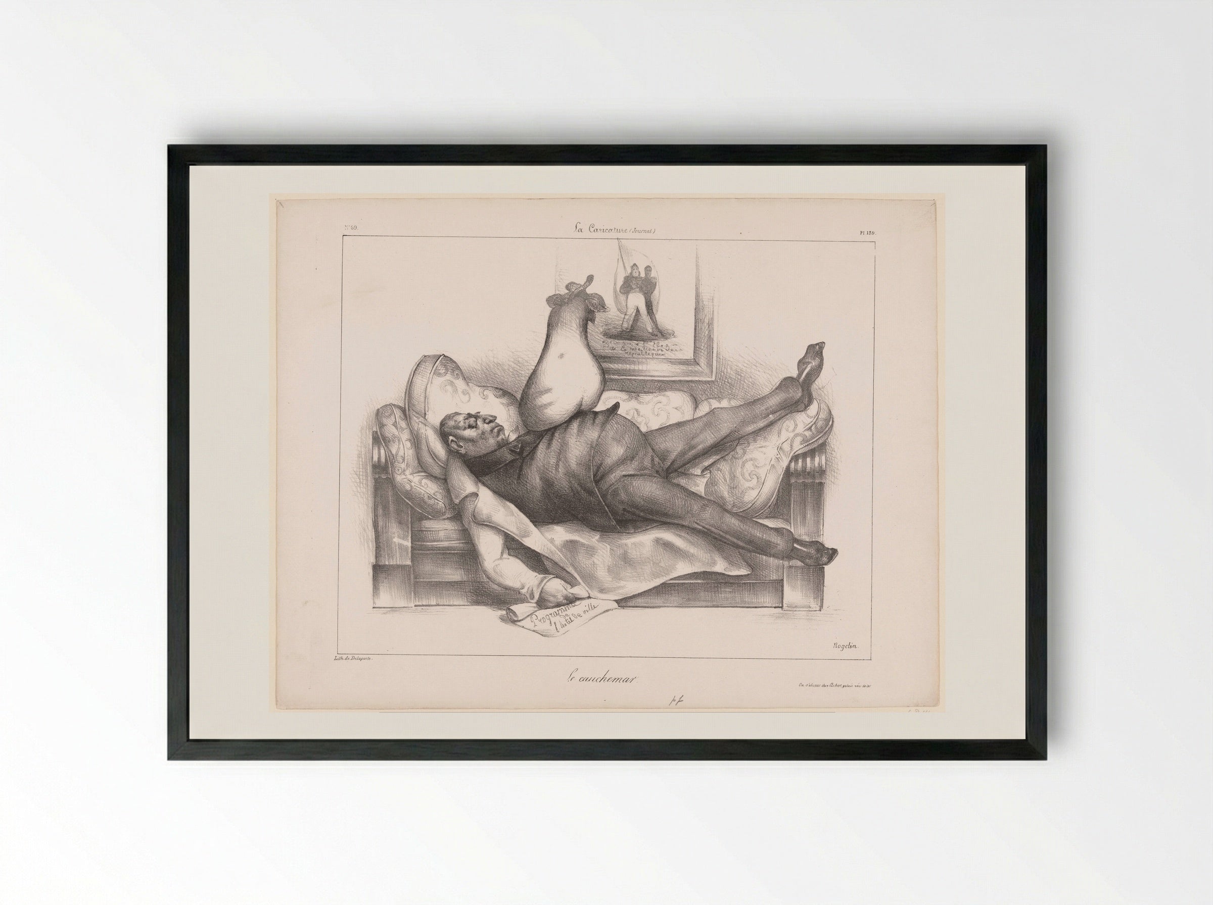 Le Cauchemar - Honoré Daumier - Framed Print Black