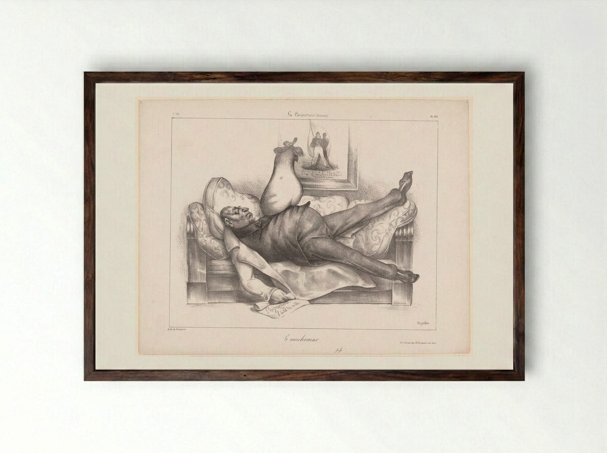 Le Cauchemar - Honoré Daumier - Framed Print Dark Wood