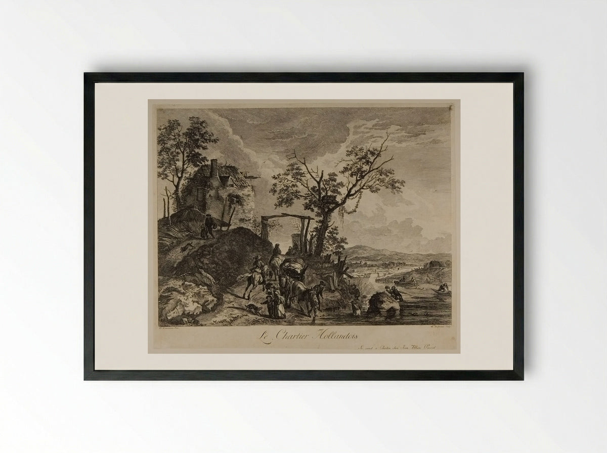 Le Chartier Hollandois - Marie Jeanne Ozanne - Framed Print Black