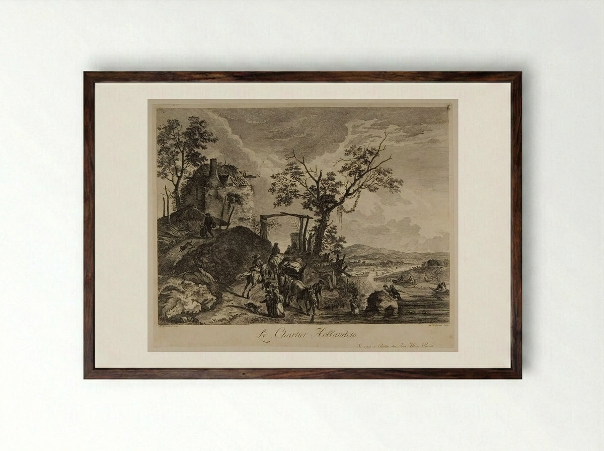 Le Chartier Hollandois - Marie Jeanne Ozanne - Framed Print Dark Wood
