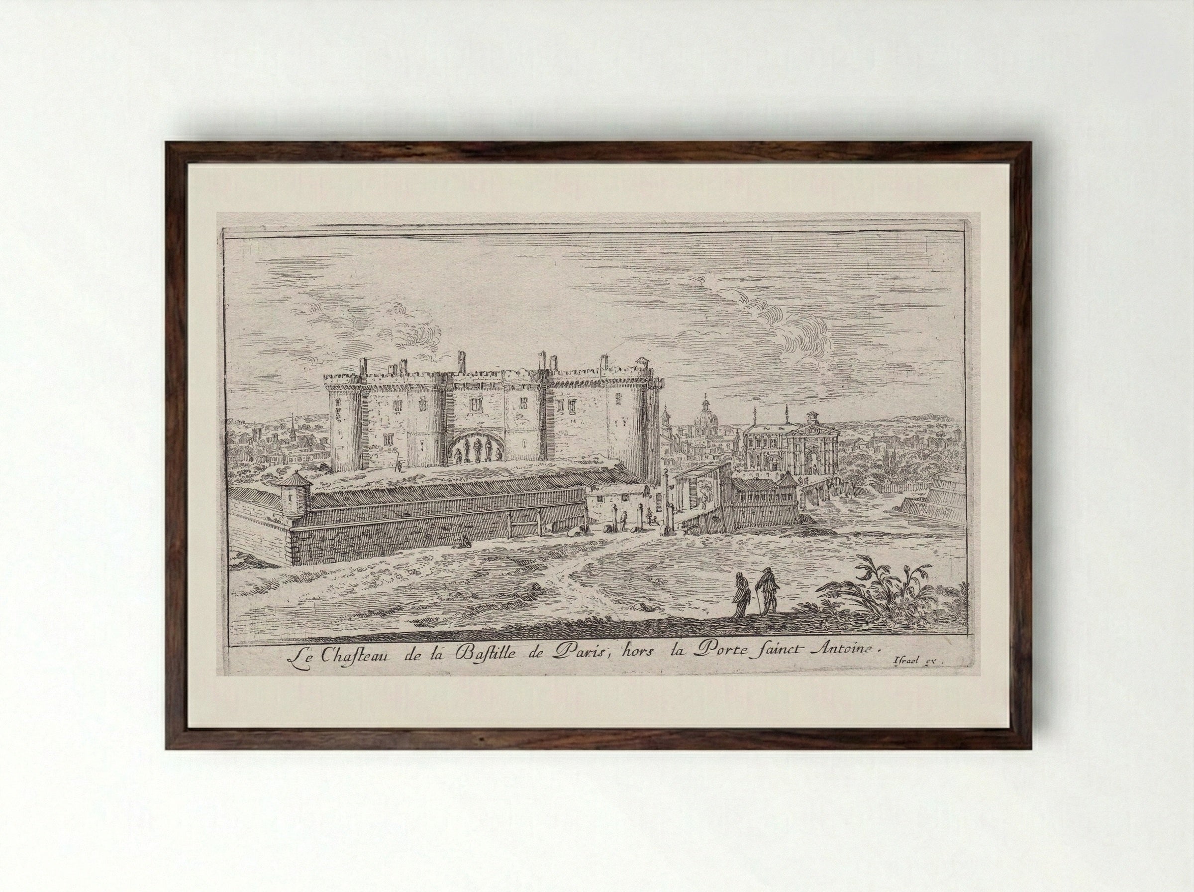 Le Chasteau de la Bastille de Paris - Israël Silvestre - Framed Print Dark Wood