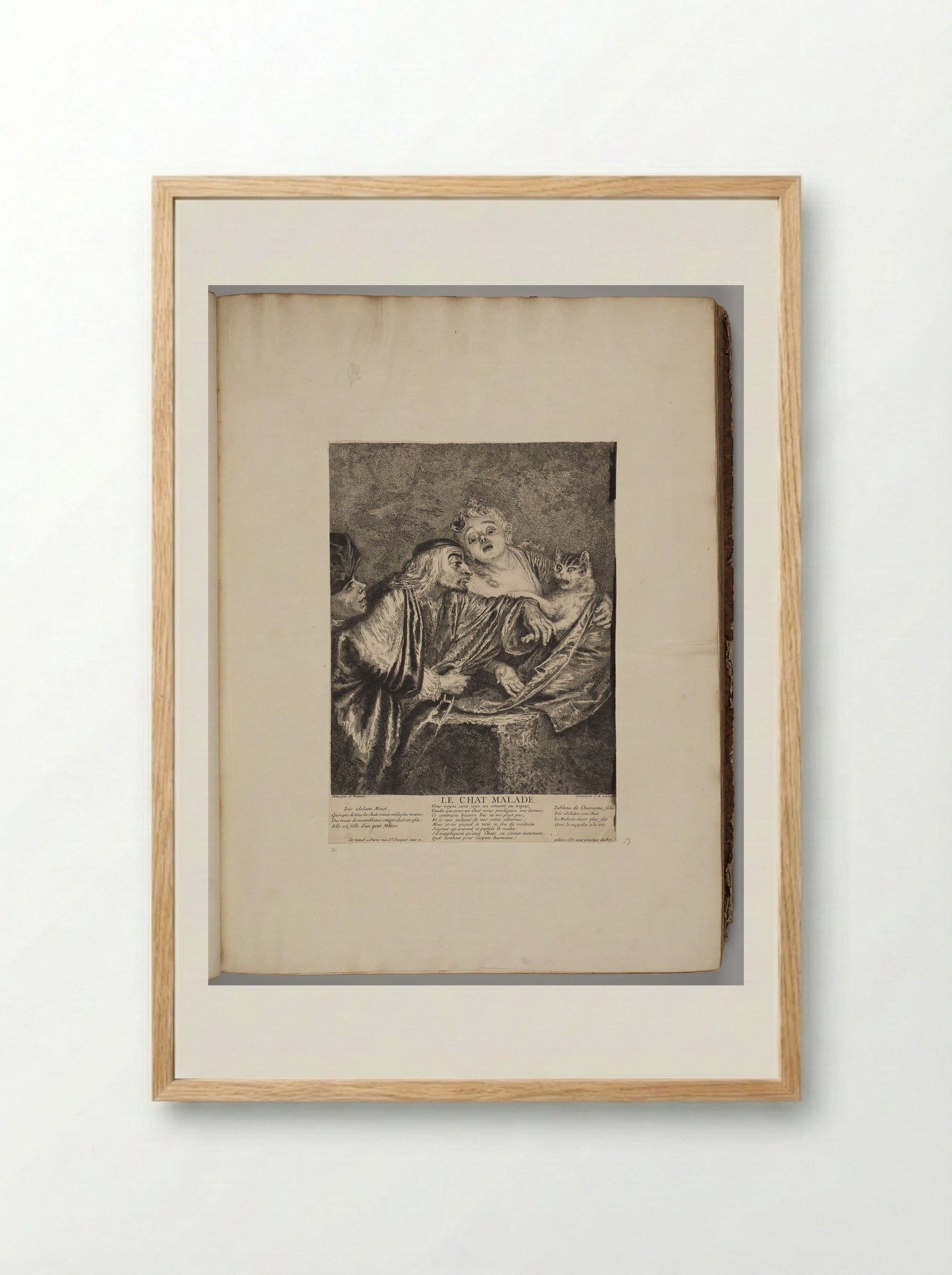 Le Chat Malade - Jean-Baptiste Liotard - Framed Print Wood