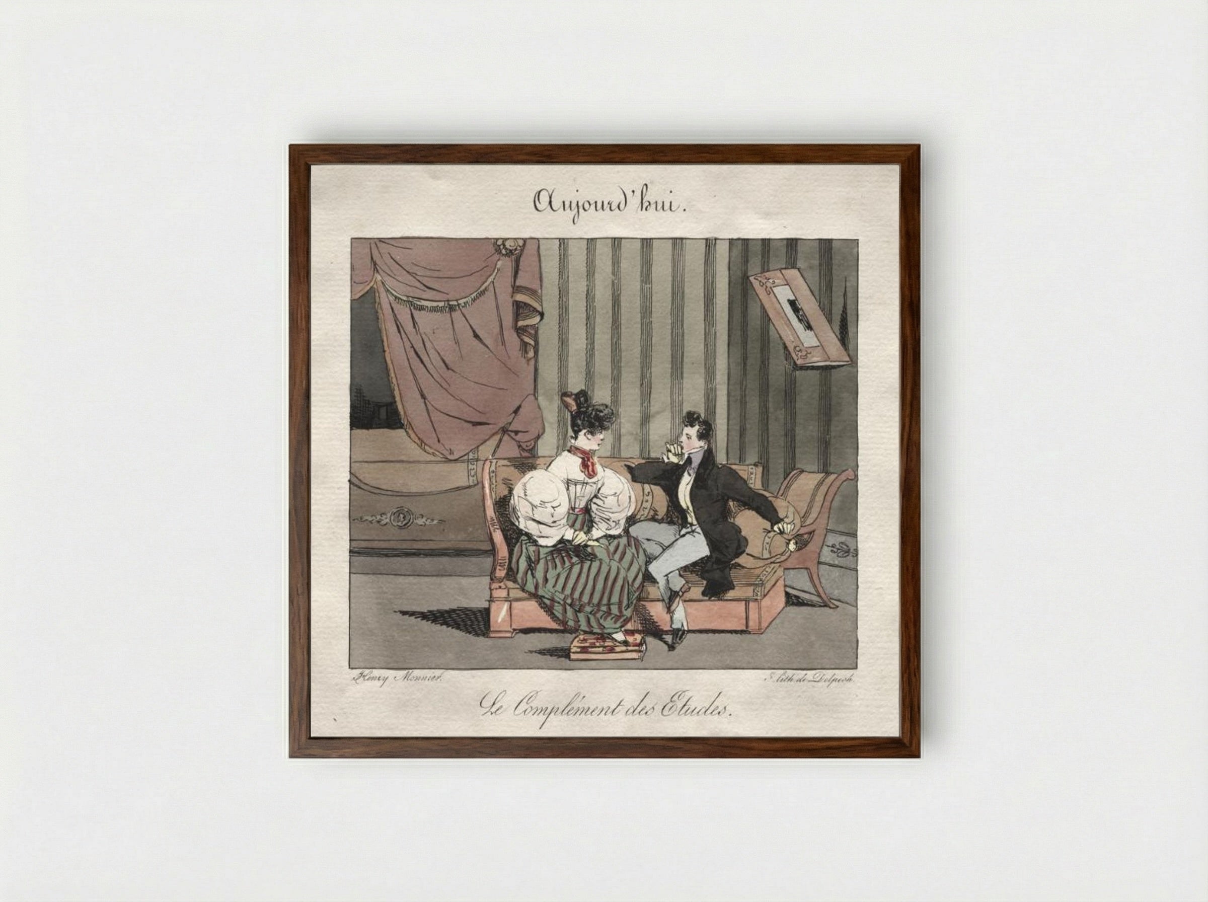 Le Complément des Études - Henry Bonaventure Monnier - Framed Print Dark Wood