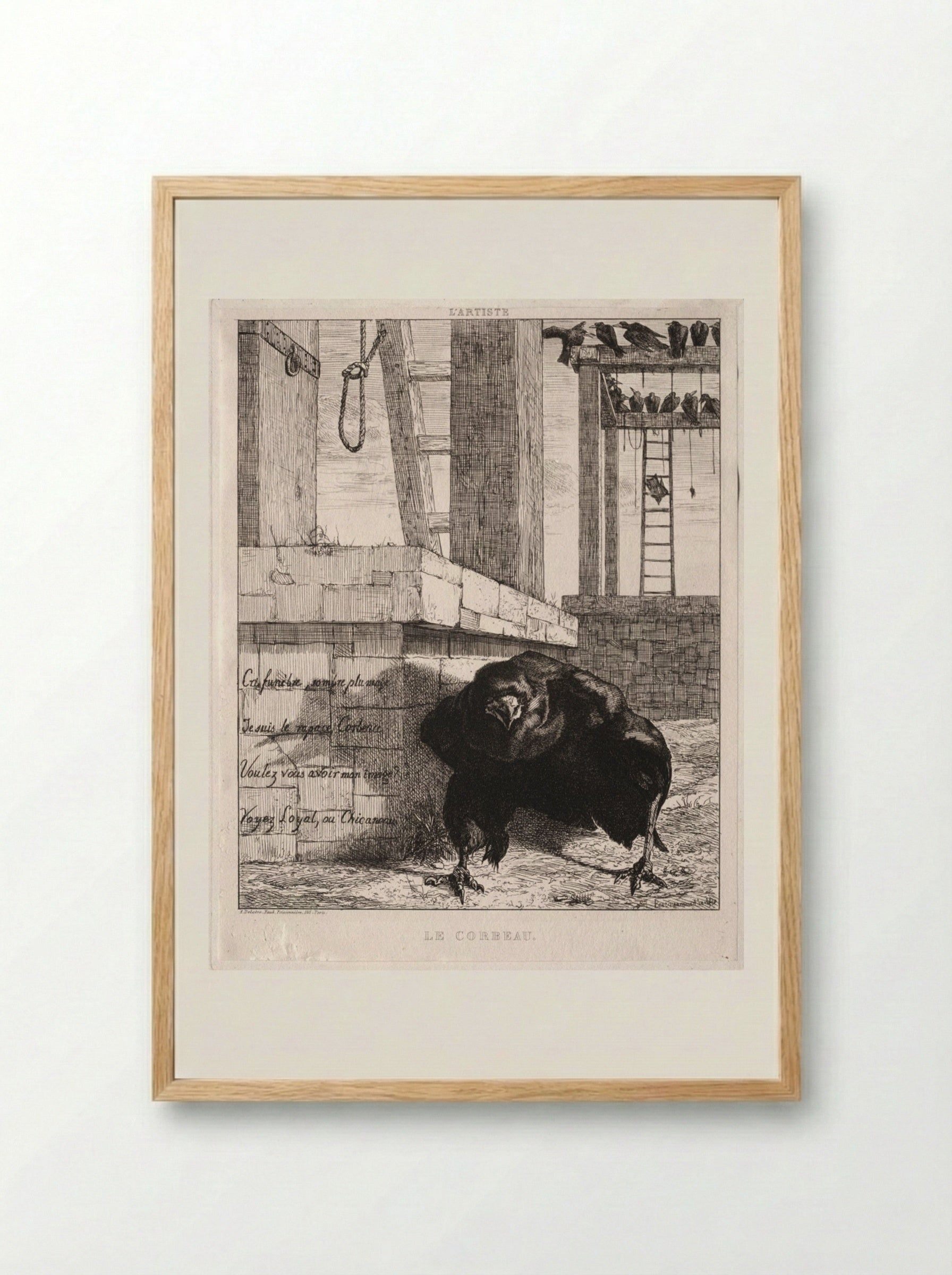 Le Corbeau (The Raven) - Félix Bracquemond - Framed Print Wood