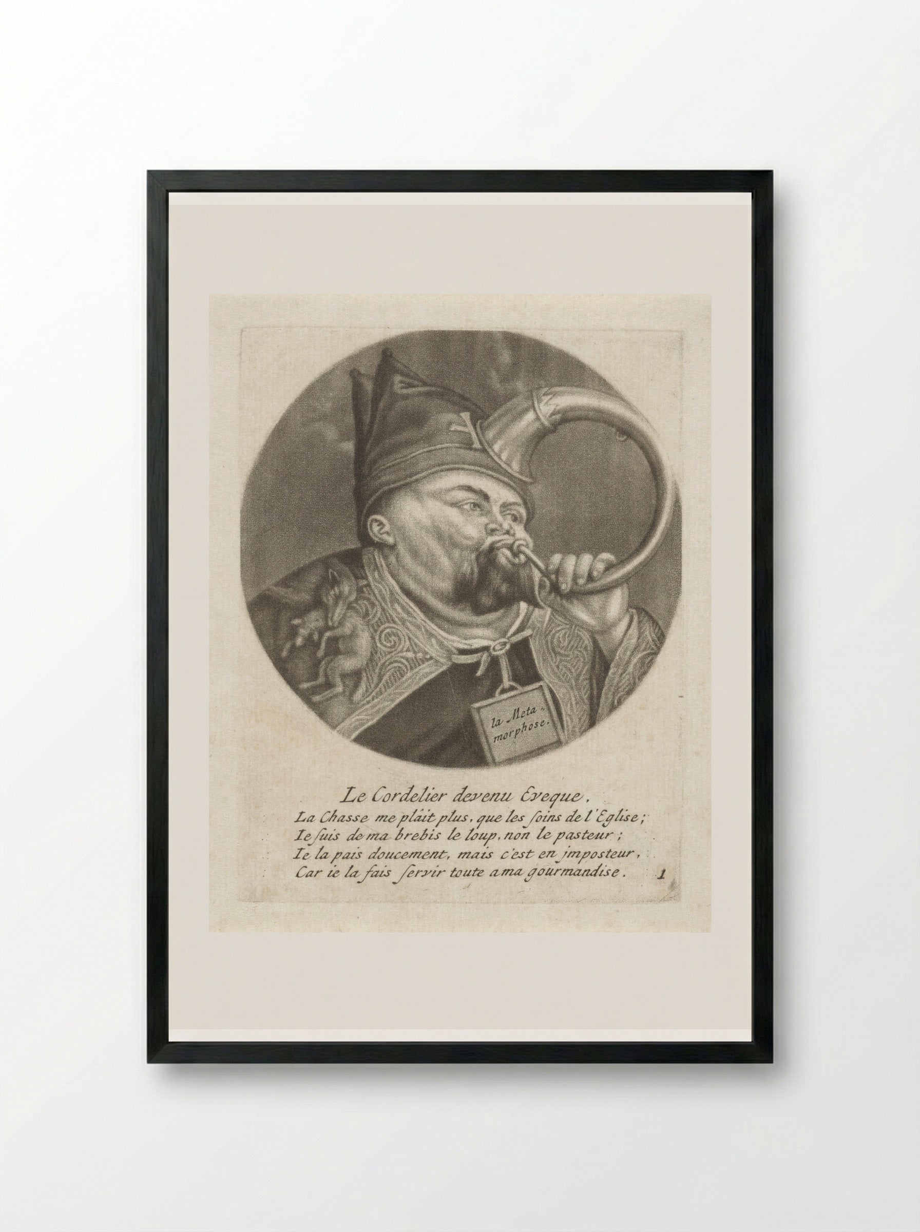 Le Cordelier devenu Eveque - Jacob Gole - Framed Print Black