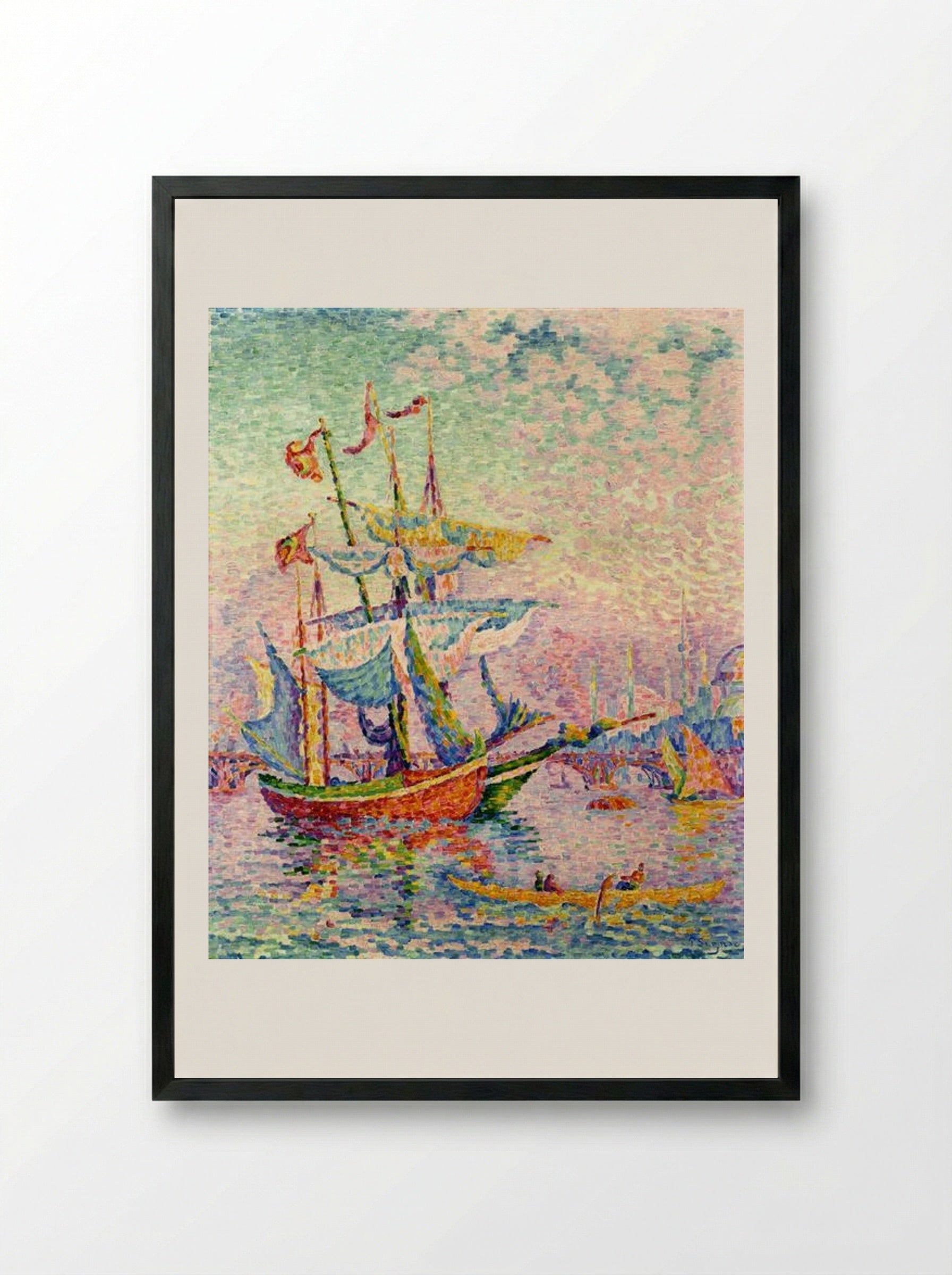 Le Corne d'Or, Le Pont - Paul Signac - Framed Print Black