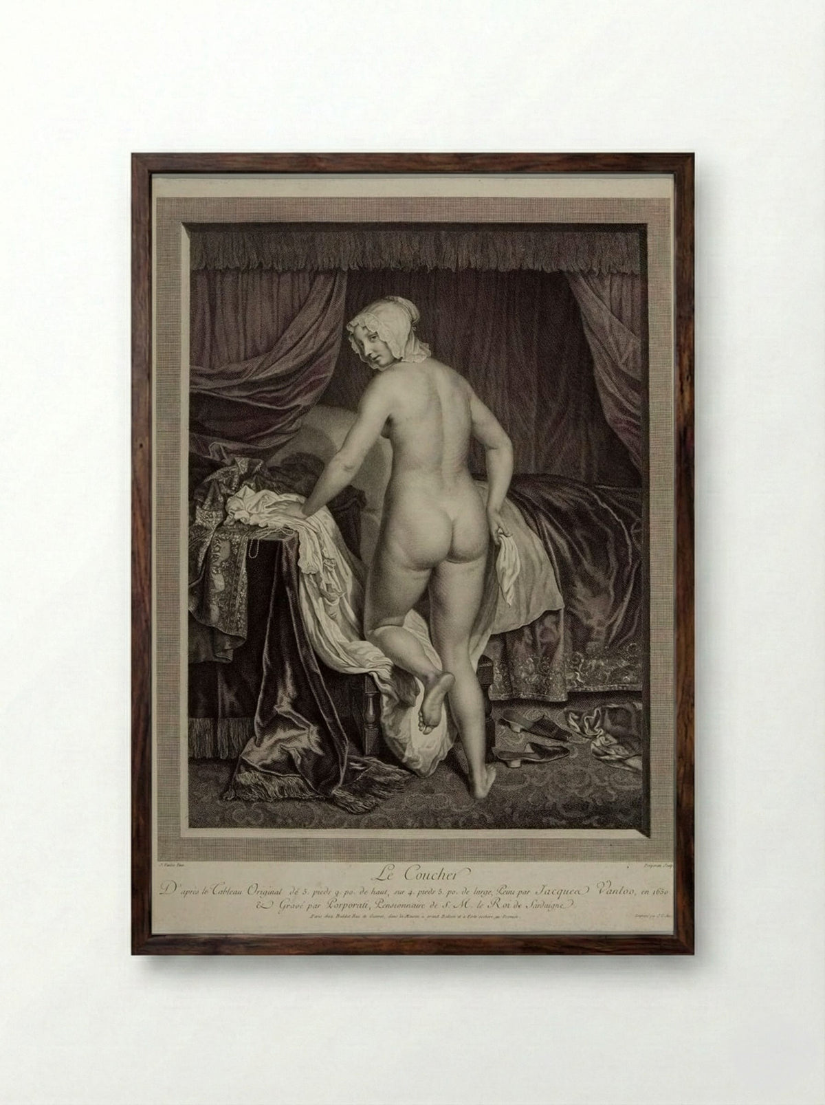 Le Coucher - Carlo Antonio Porporati - Framed Print Dark Wood
