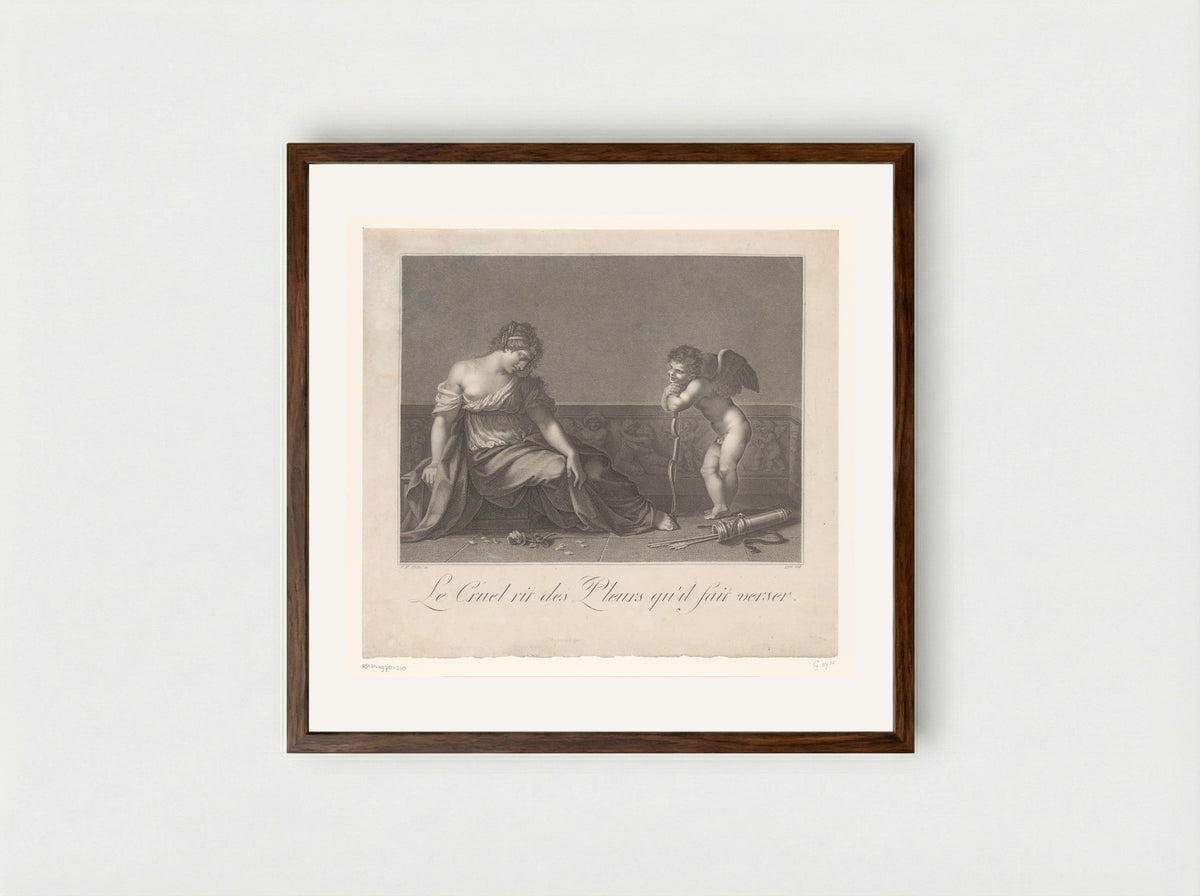 Le Cruel rit des Pleurs qu'il fait verser - Jacques-Louis Copia - Framed Print Dark Wood