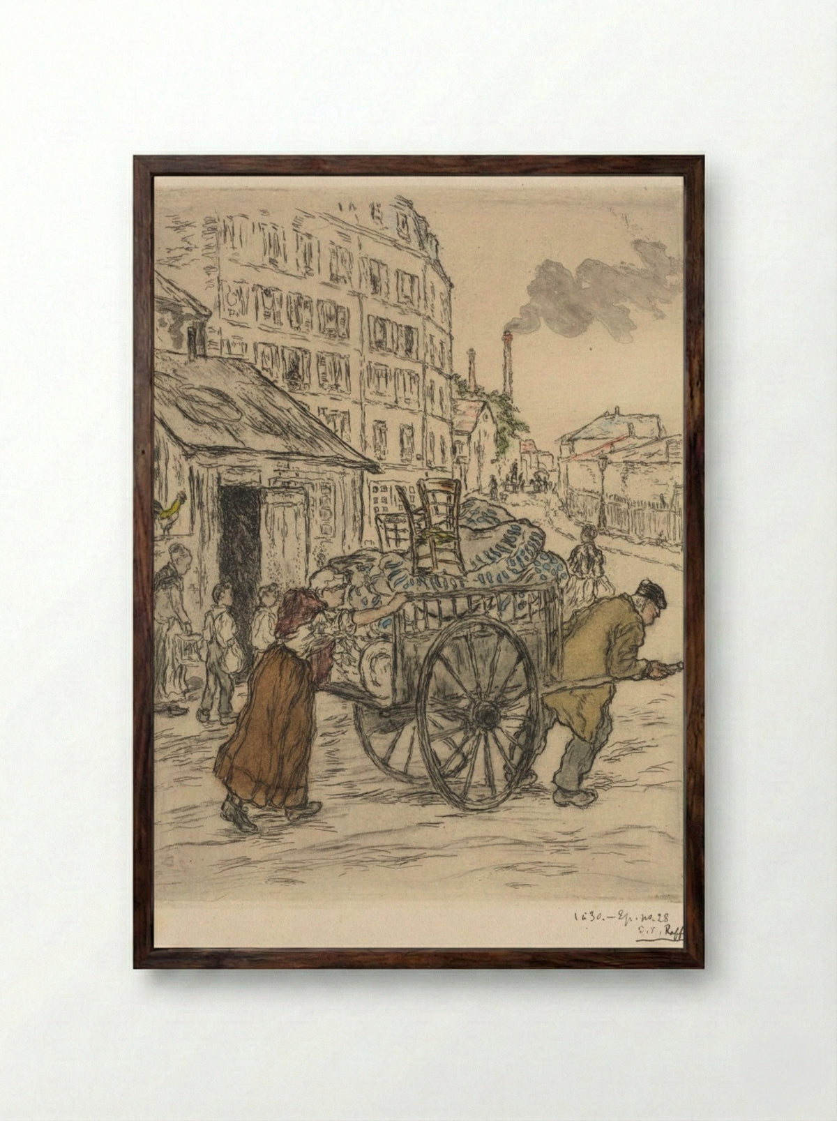 Le Déménagement - Jean-François Raffaëlli - Framed Print Dark Wood
