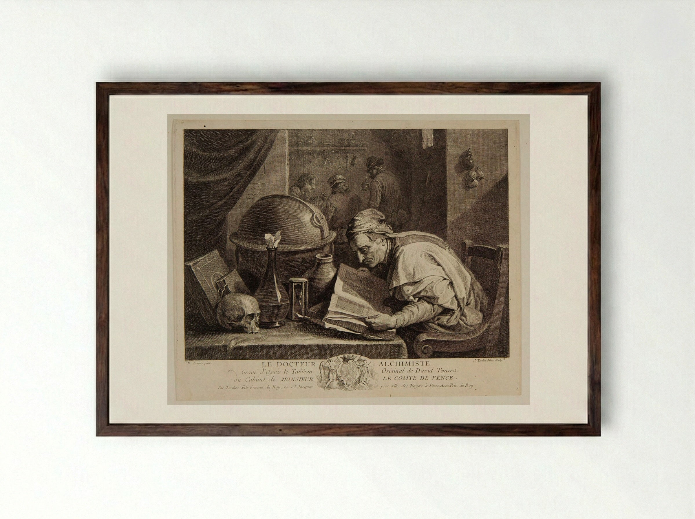 Le Docteur Alchimiste - Jacques Nicolas Tardieu - Framed Print Dark Wood