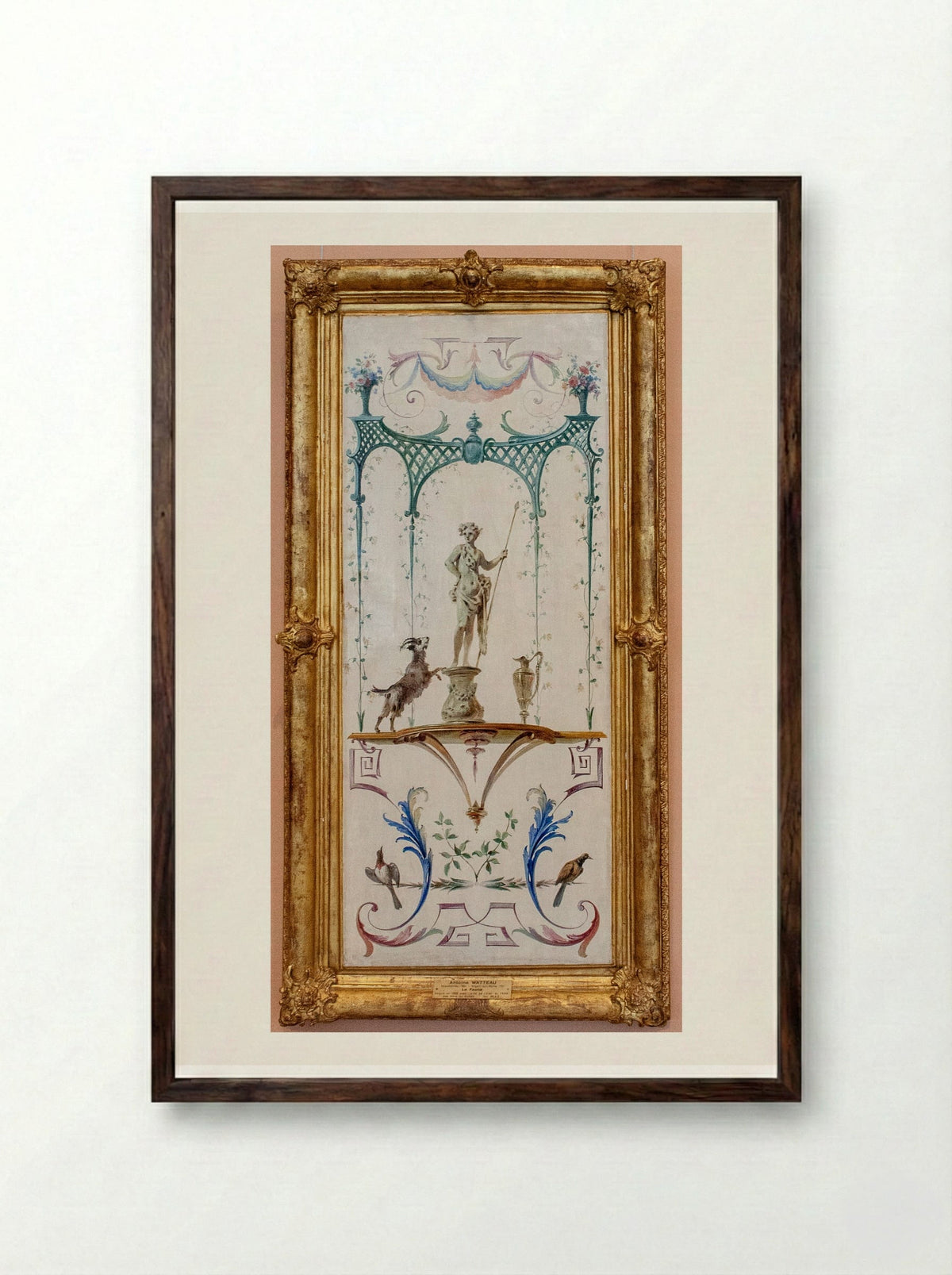 Le Faune - Antoine Watteau - Framed Print Dark Wood
