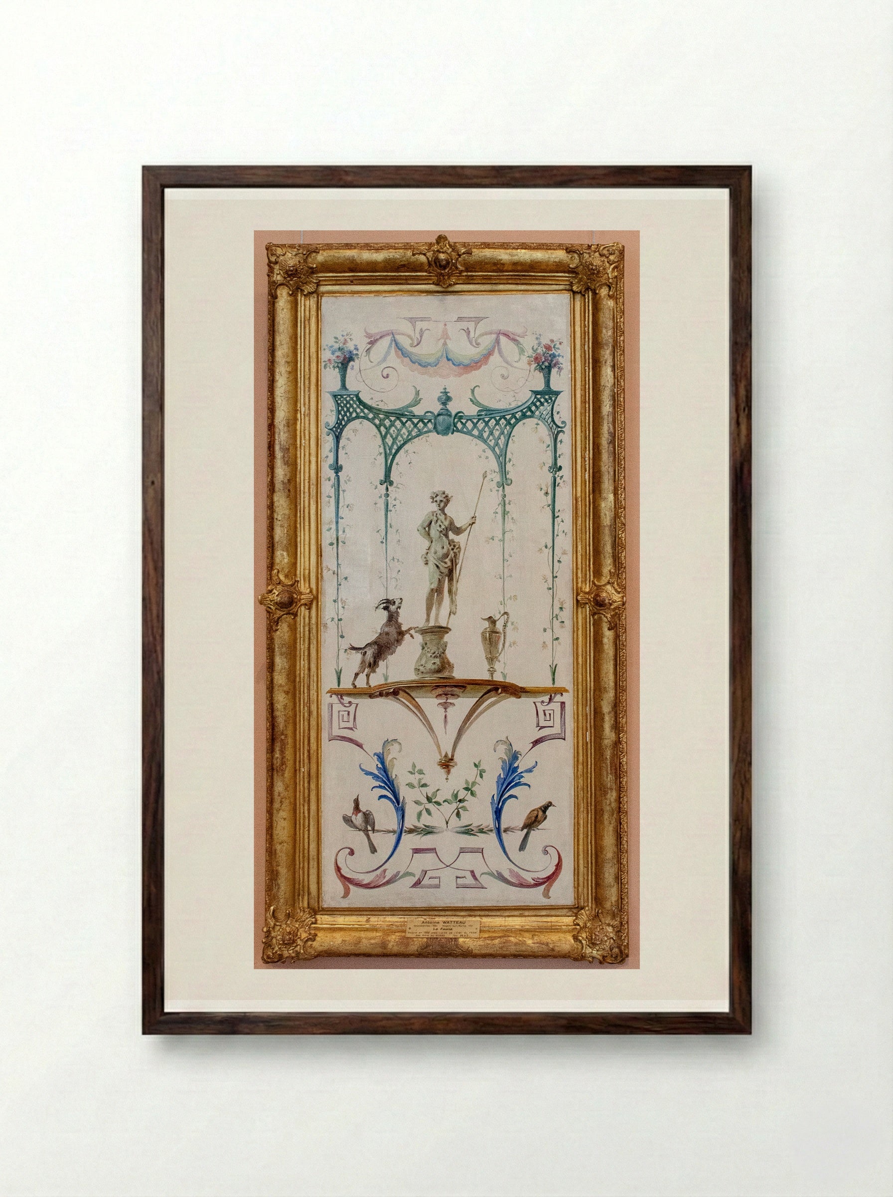 Le Faune - Antoine Watteau - Framed Print Dark Wood