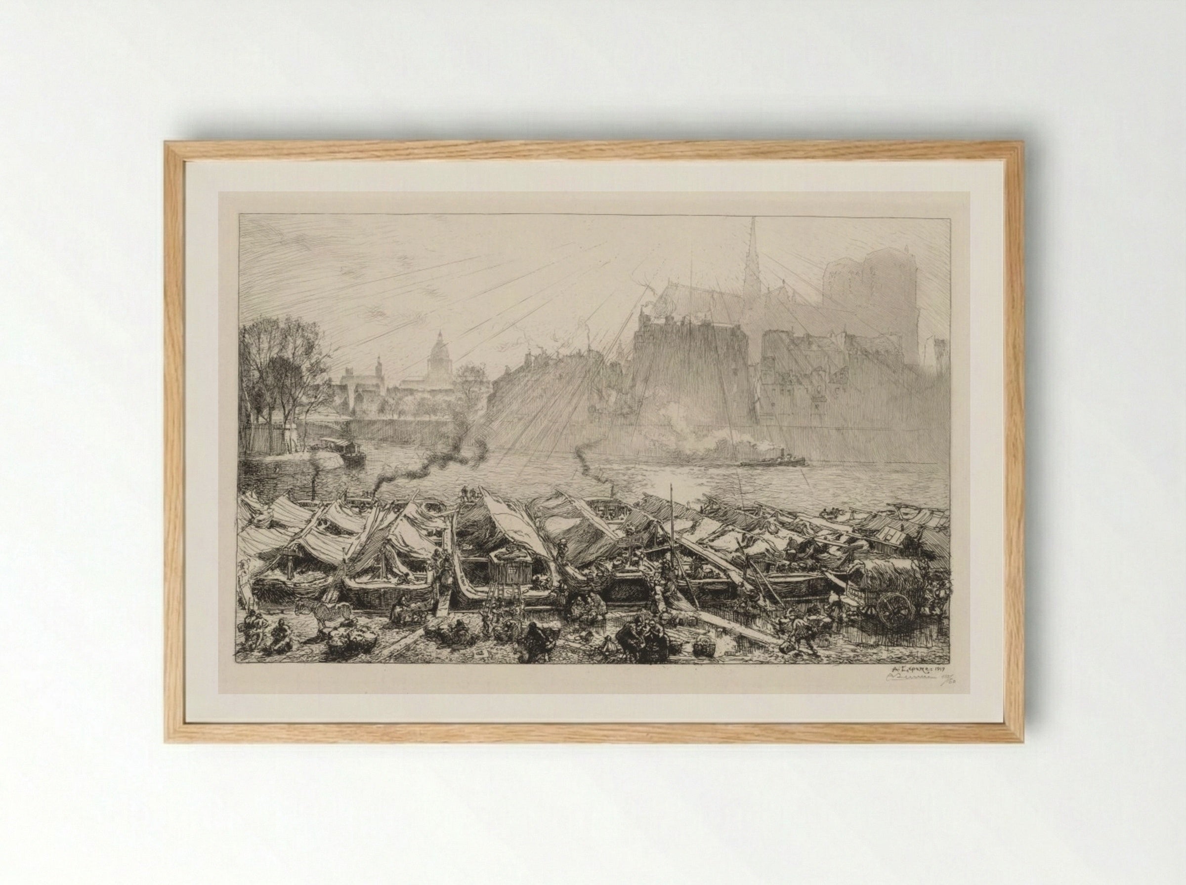 Le Grande Marché aux Pommes - Auguste Louis Lepère - Framed Print Wood