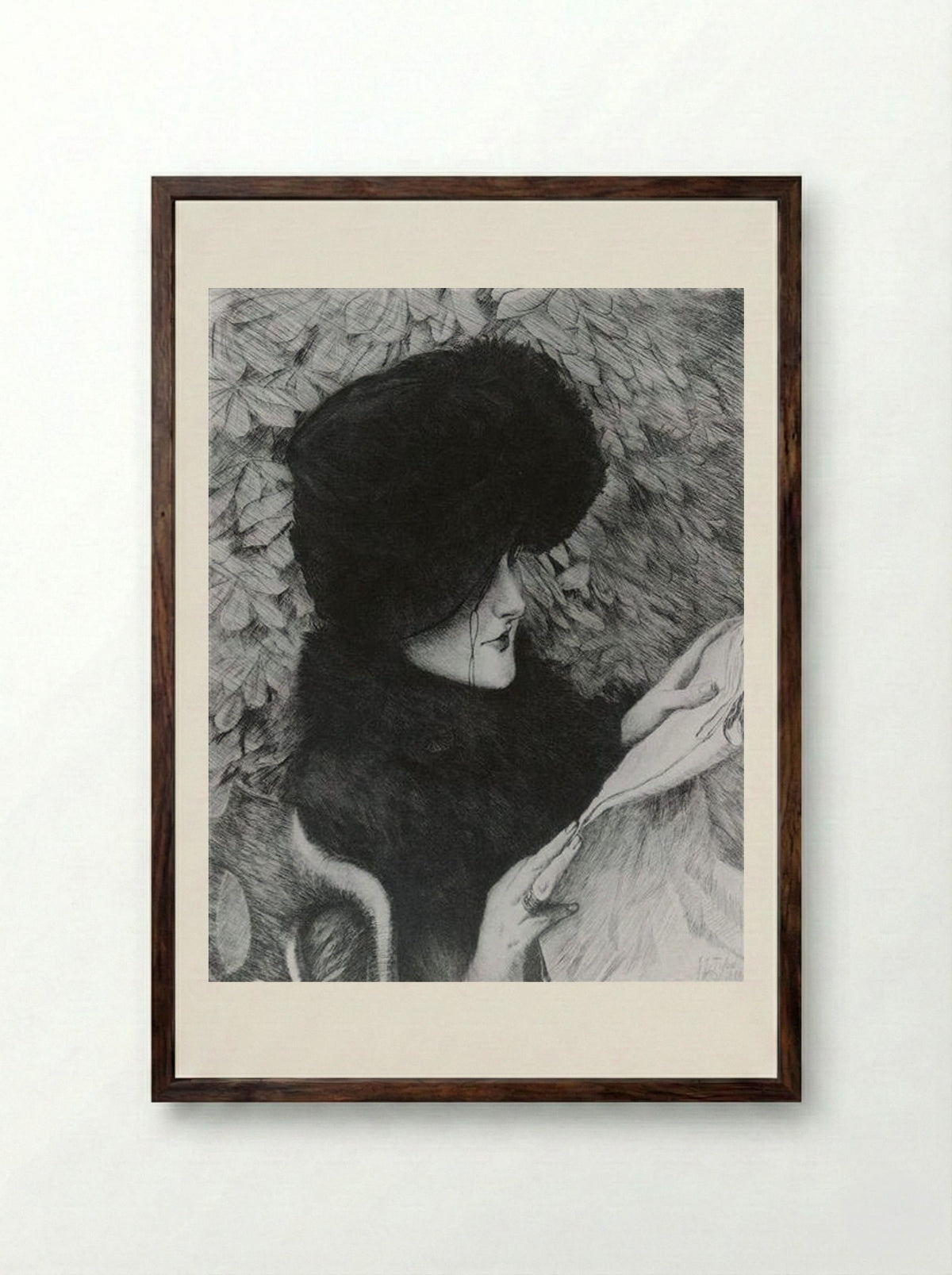 Le Journal - James Tissot - Framed Print Dark Wood