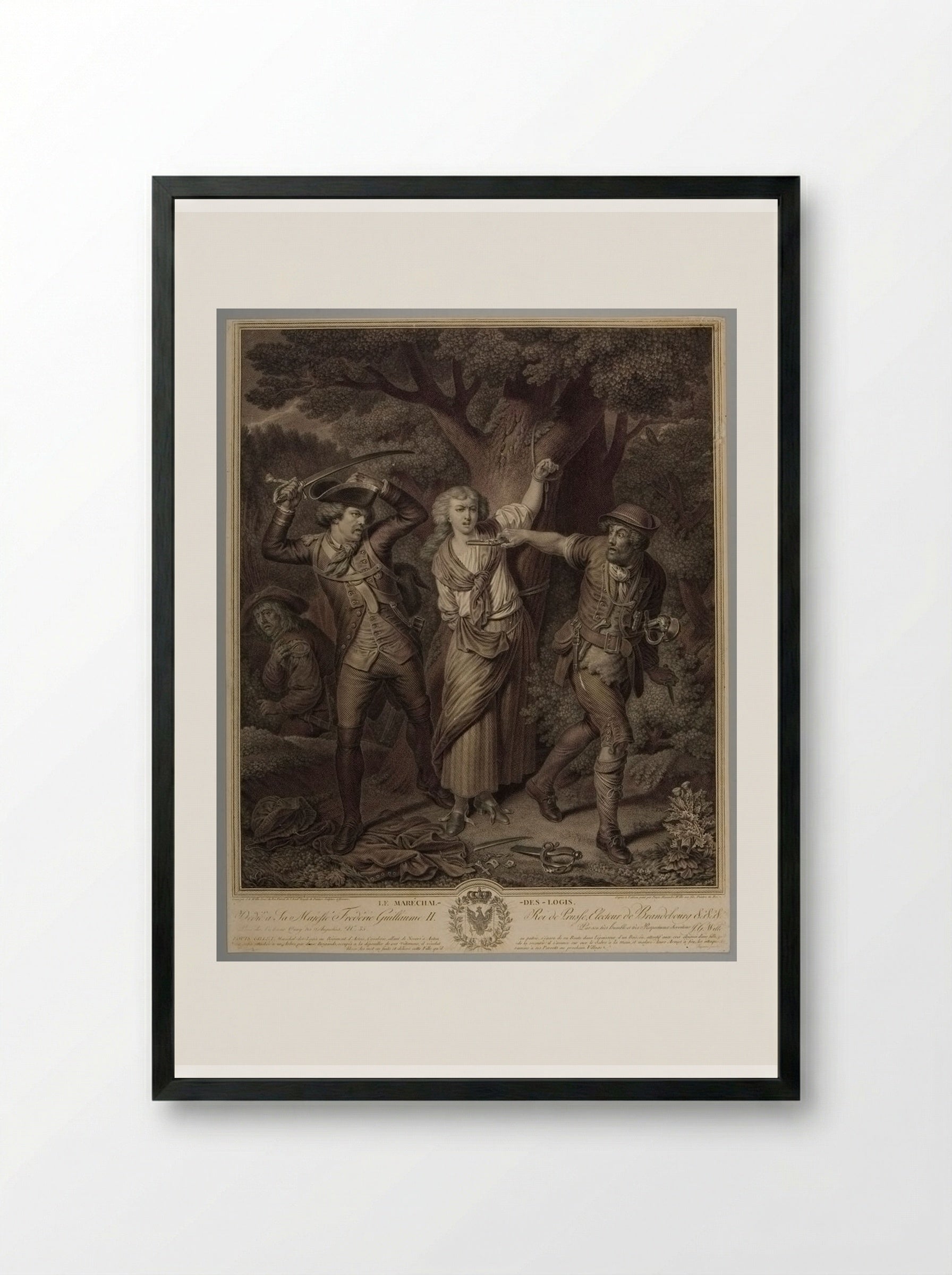Le Maréchal-des-Logis - Johann Georg Wille - Framed Print Black