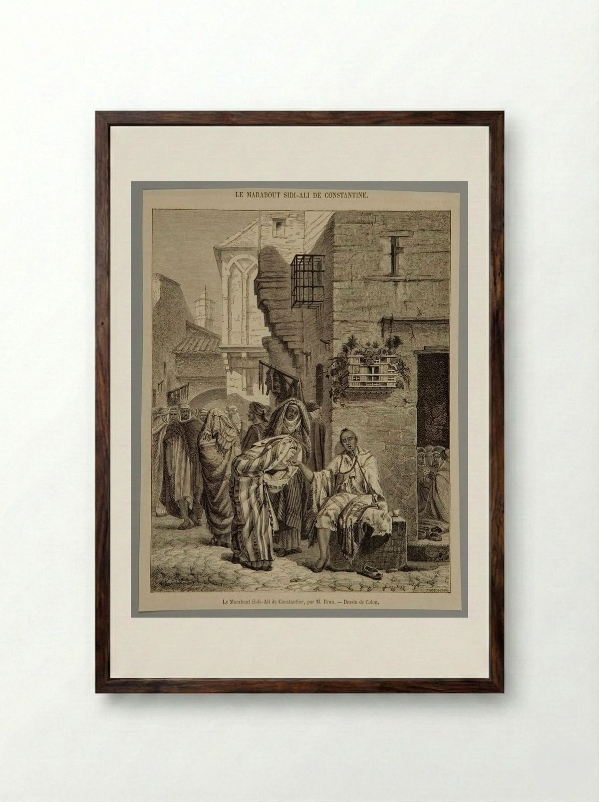Le Marabout Sidi-Ali de Constantine - François Auguste Trichon - Framed Print Dark Wood