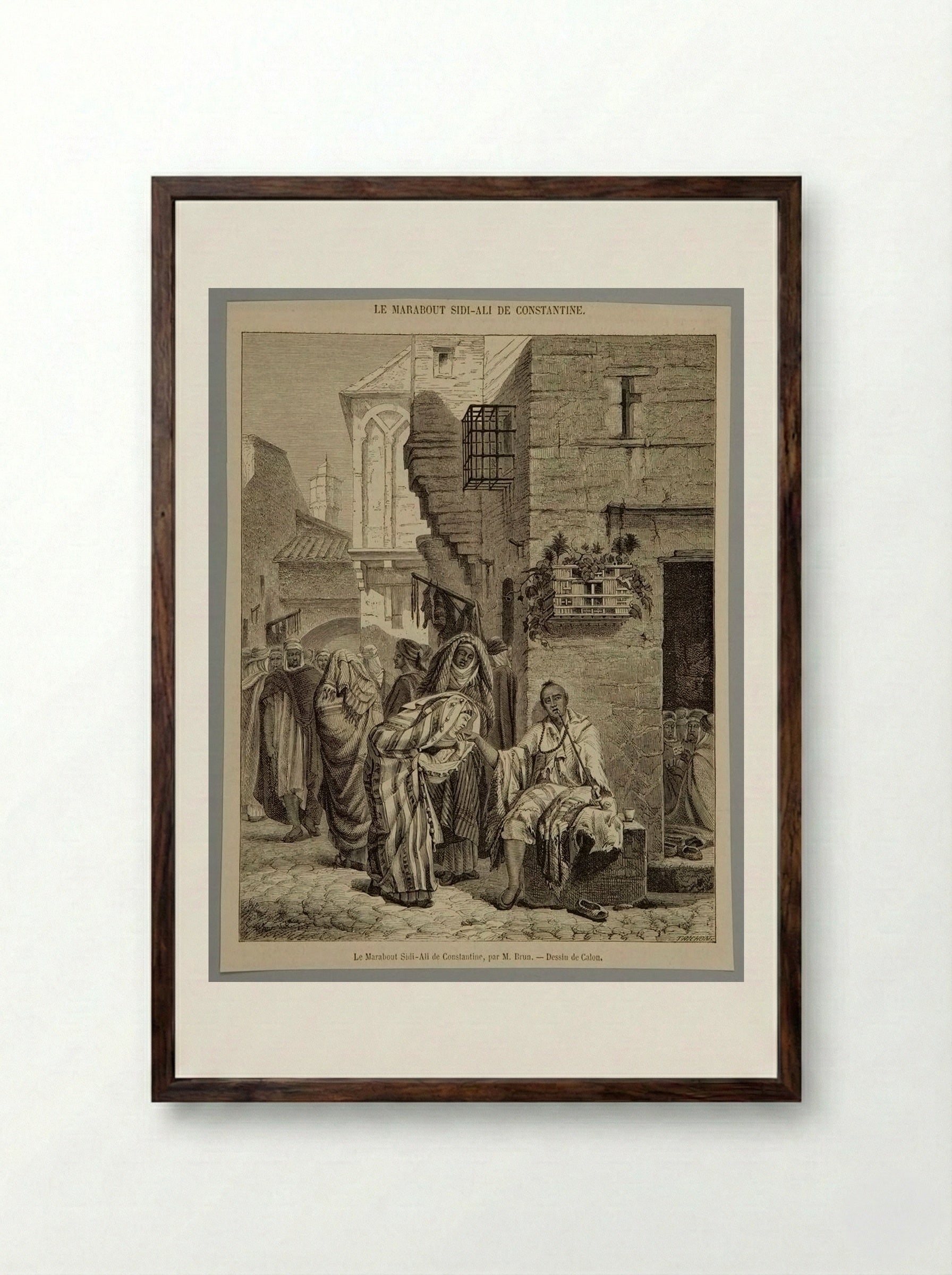 Le Marabout Sidi-Ali de Constantine - François Auguste Trichon - Framed Print Dark Wood