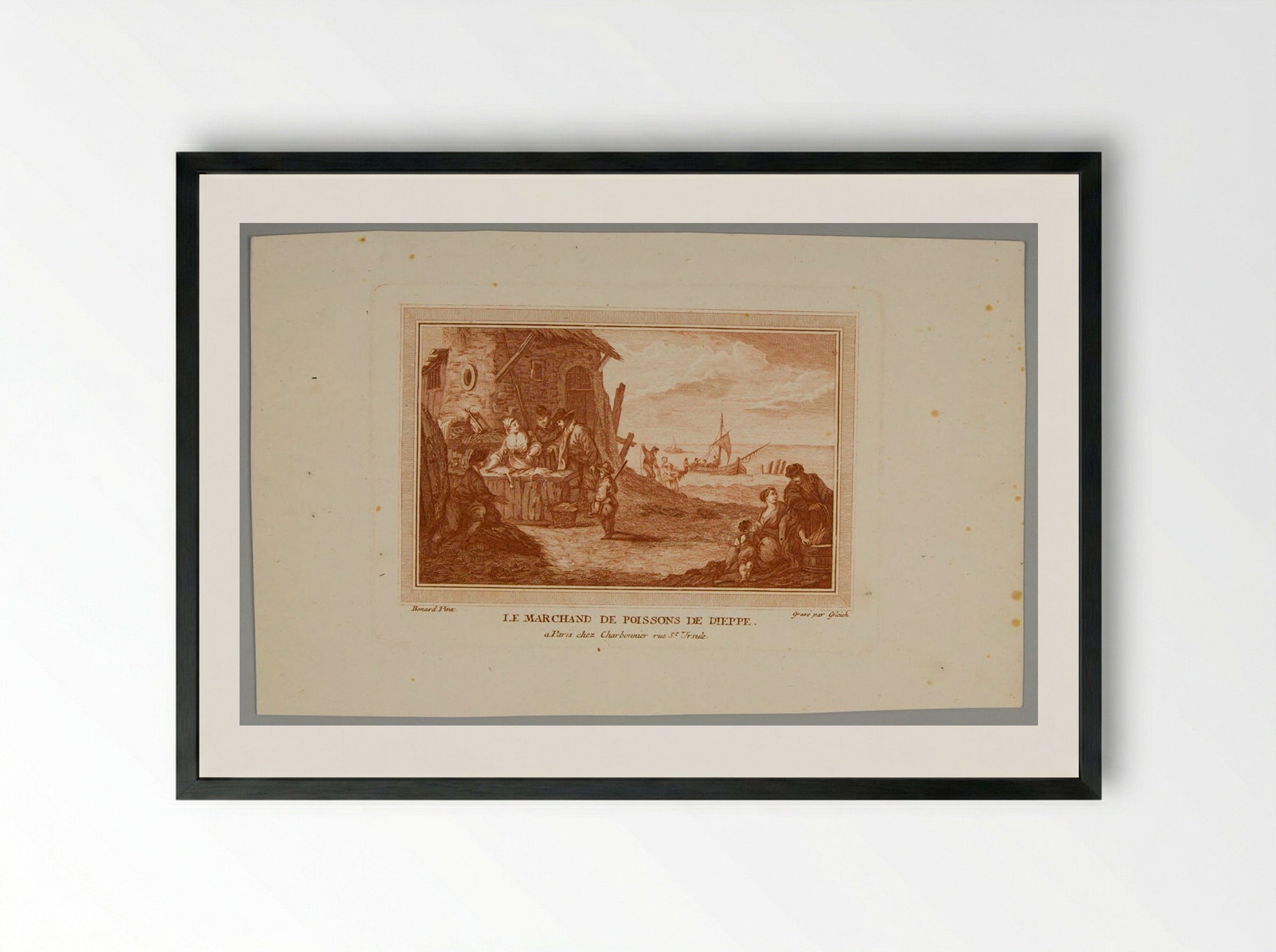 Le Marchand de Poissons de Dieppe - Gleich - Framed Print Black