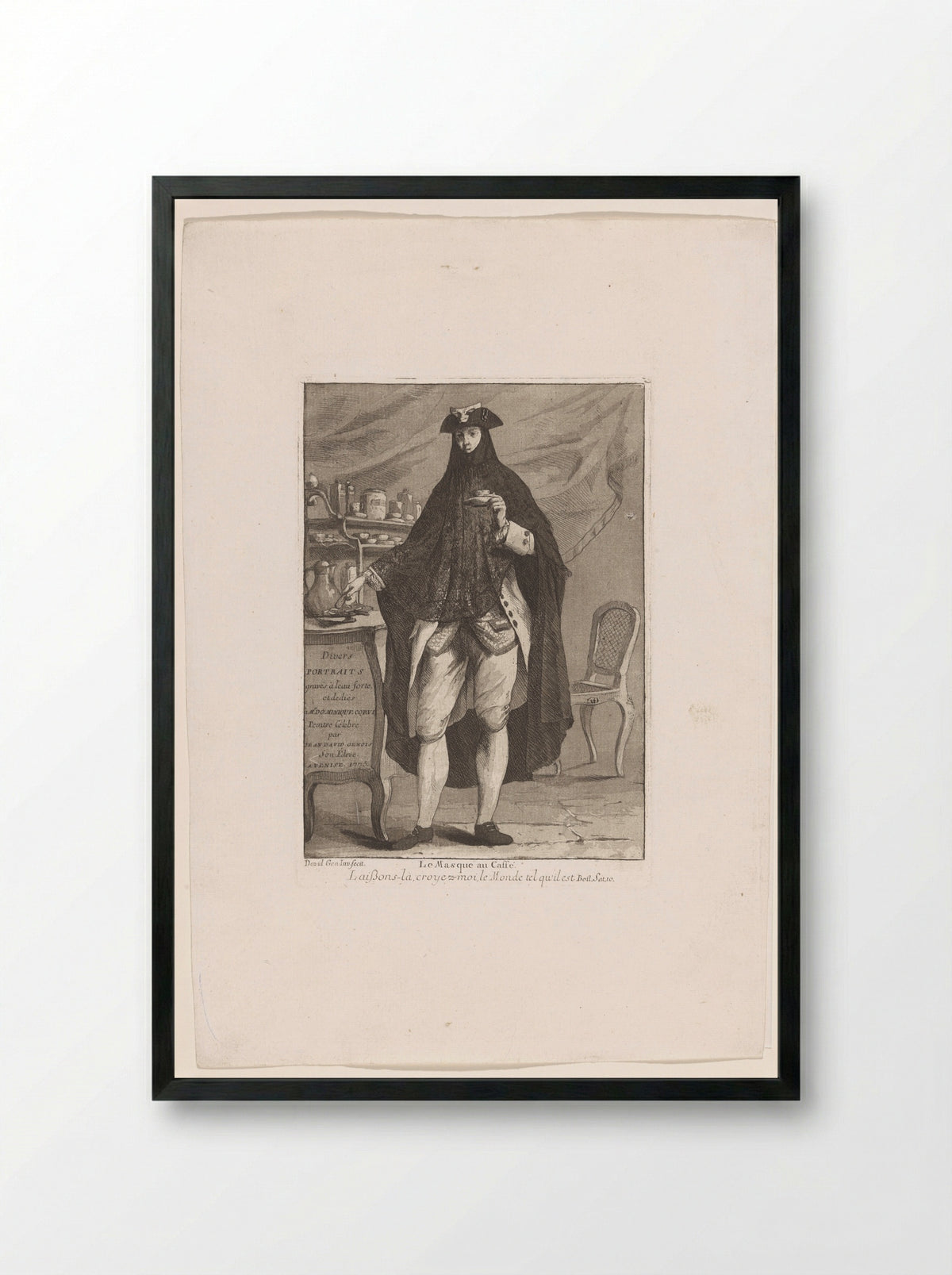 Le Masque au Caffé - Giovanni David - Framed Print Black