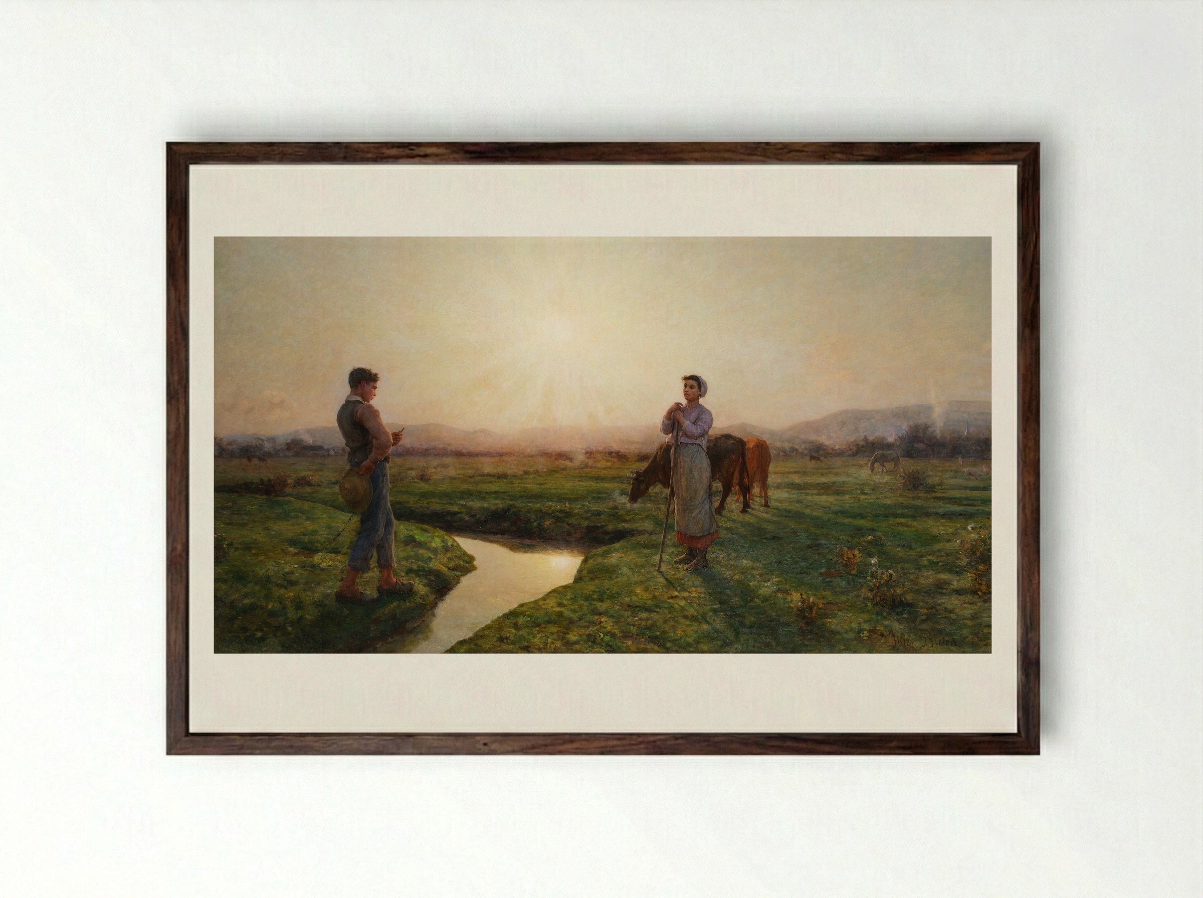 Le Matin - Jules Breton - Framed Print Dark Wood