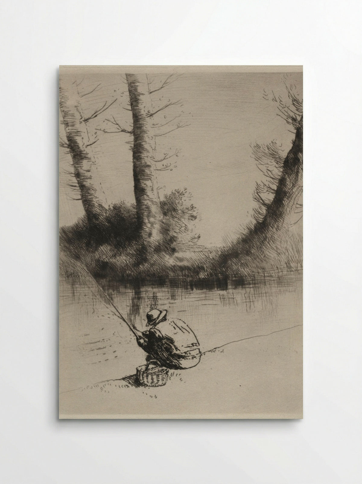 Le Pêcheur à la Ligne - Alphonse Legros - Poster