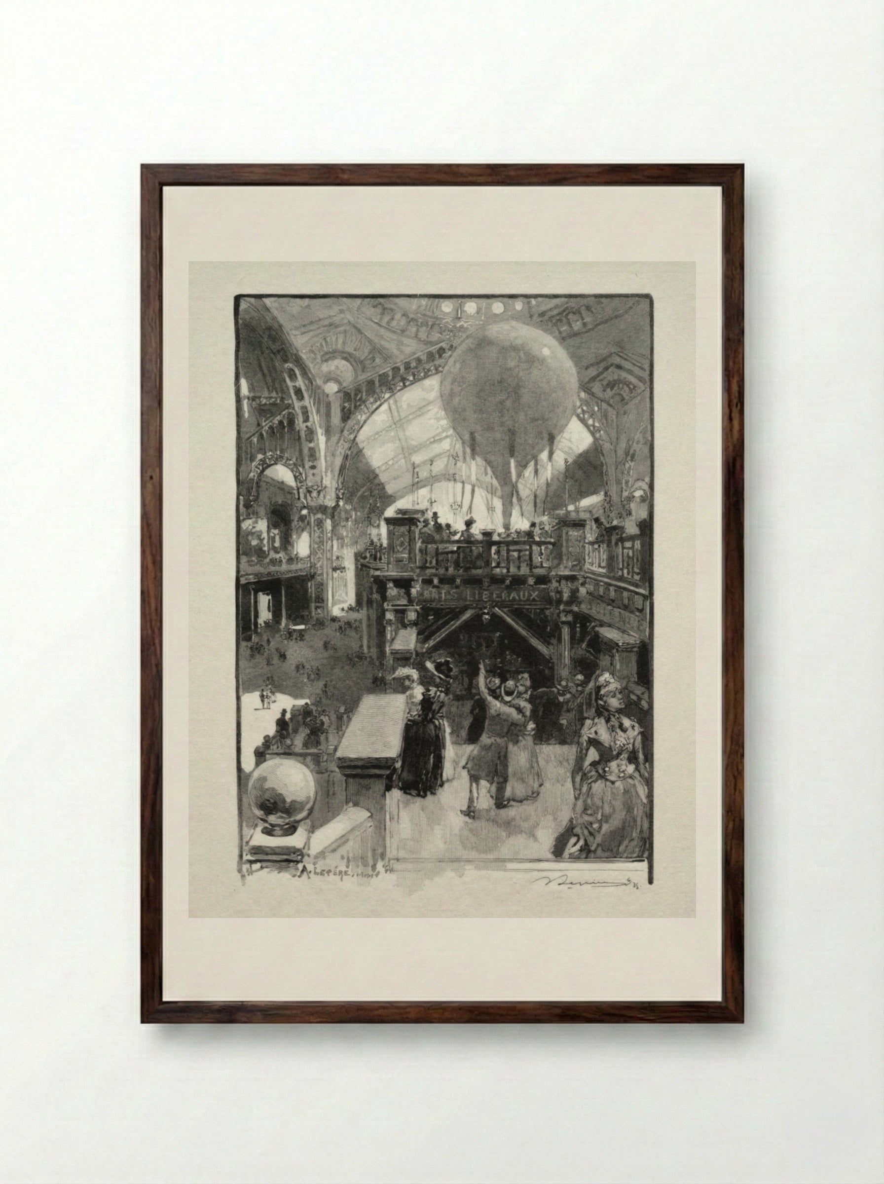 Le Palais des Arts Libéraux, Intérieur - Auguste Louis Lepère - Framed Print Dark Wood