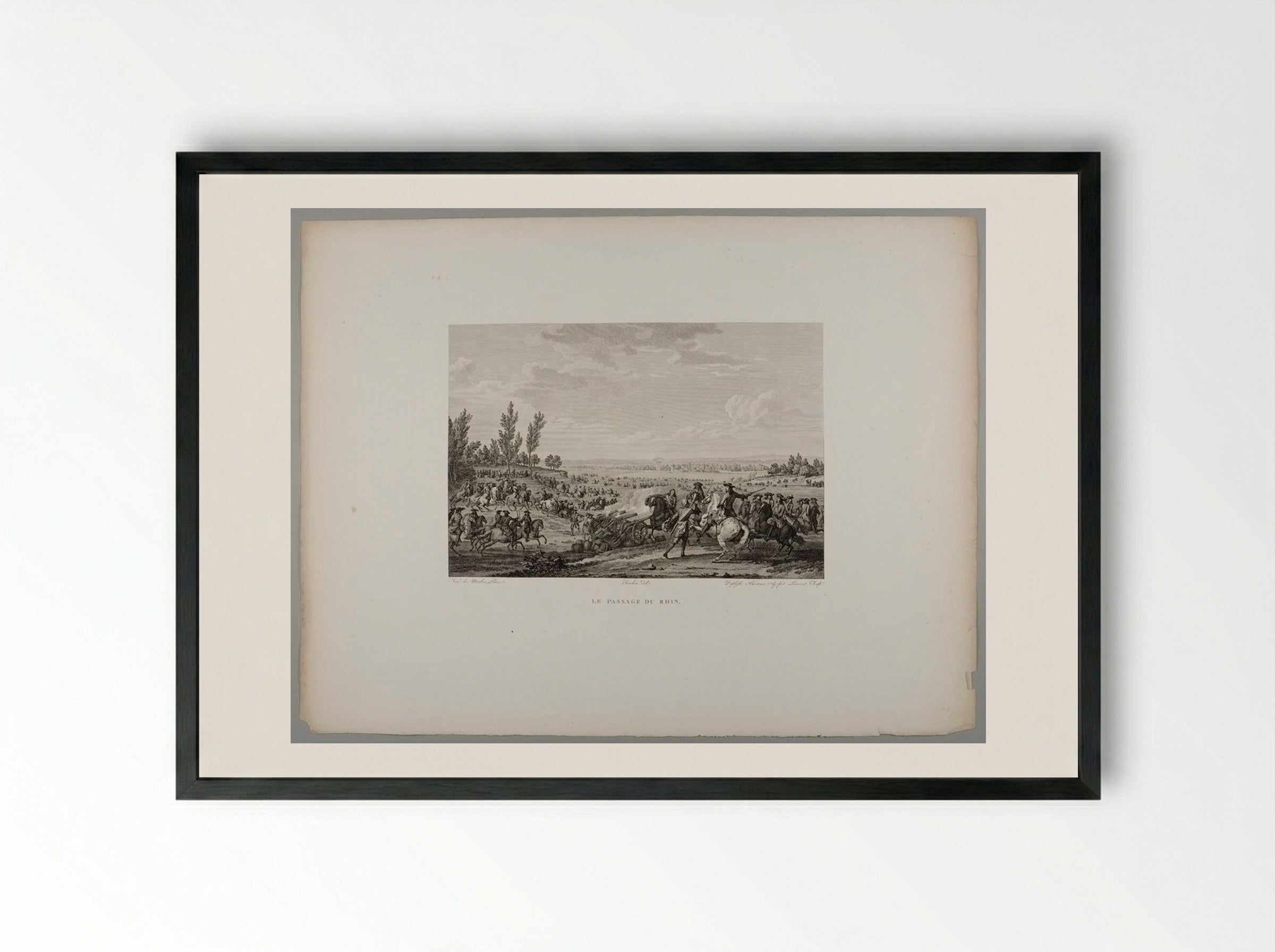 Le Passage du Rhin - Pierre Louis Henri Laurent - Framed Print Black