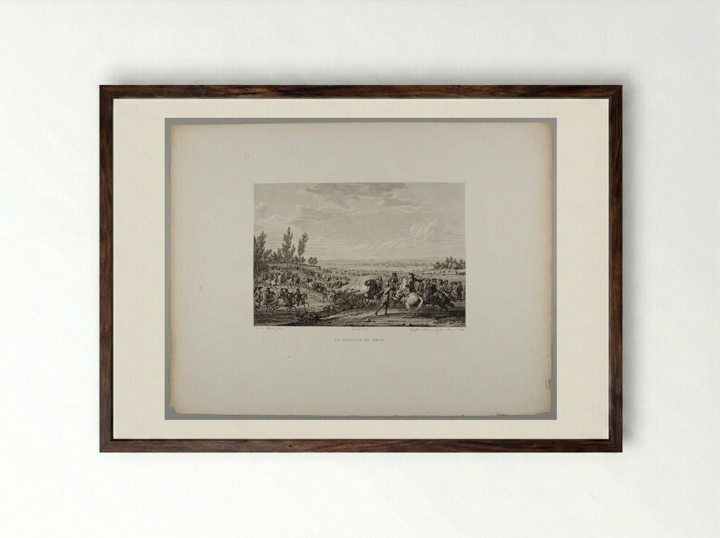 Le Passage du Rhin - Pierre Louis Henri Laurent - Framed Print Dark Wood