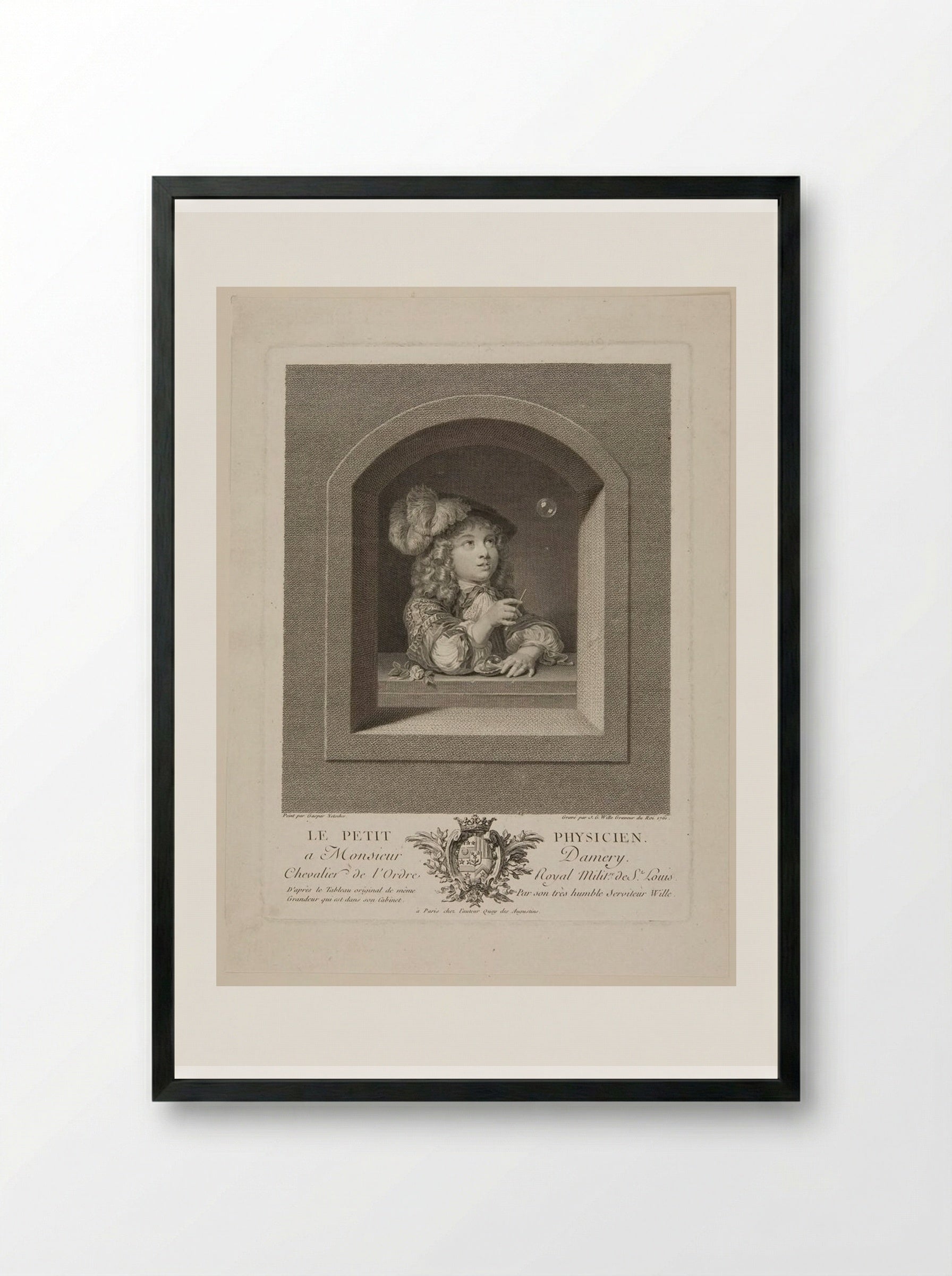 Le Petit Physicien - Johann Georg Wille - Framed Print Black