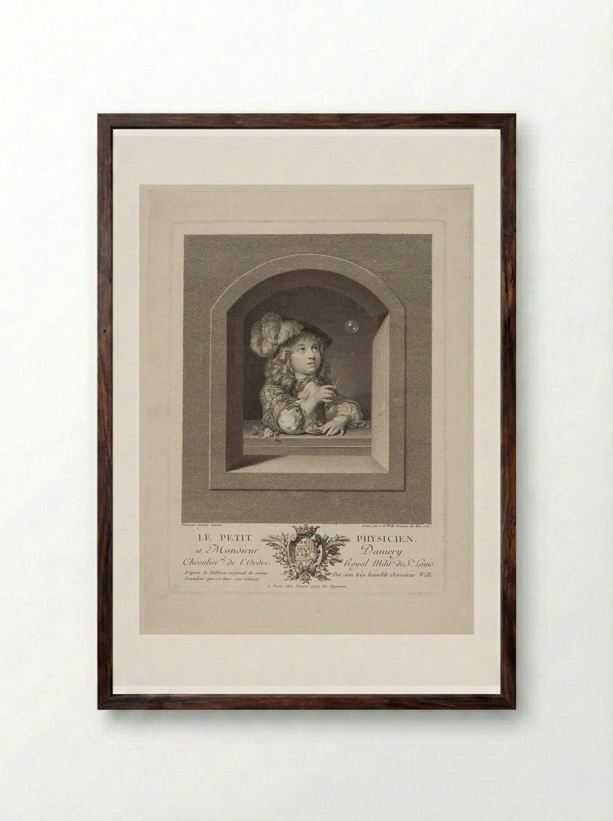 Le Petit Physicien - Johann Georg Wille - Framed Print Dark Wood