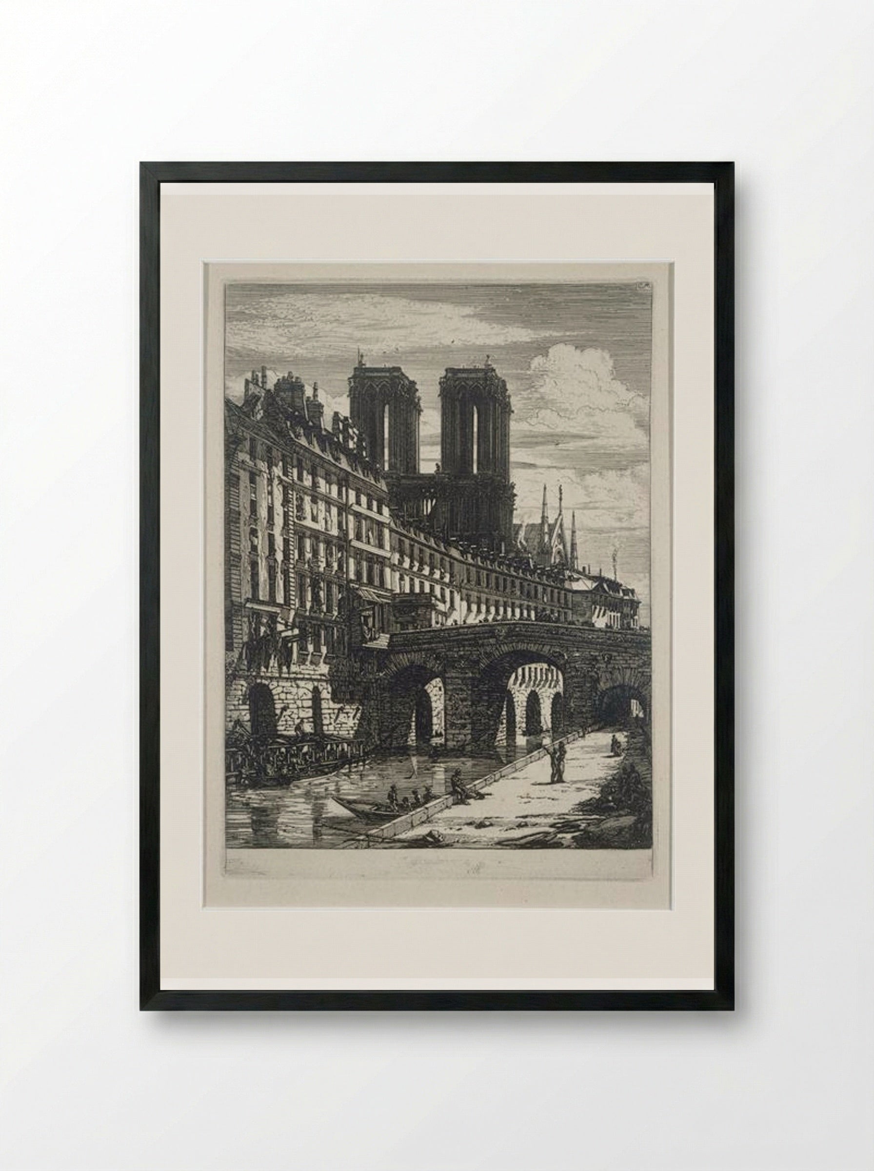 Le Petit Pont - Charles Meryon - Framed Print Black